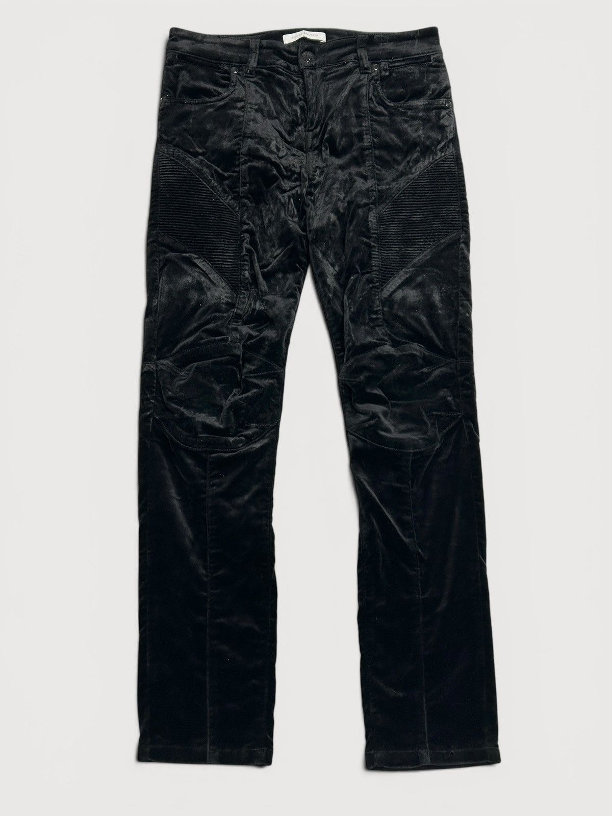 Balmain FW2011 Crushed Velvet Biker Pants Size US 27 - 1 Thumbnail