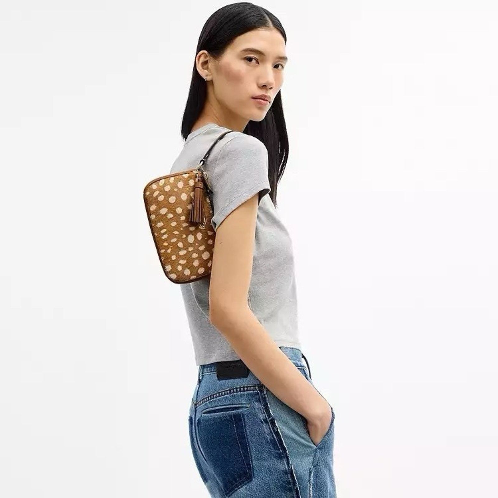 Coach NWT Coach Nolita 19 With Deer Print CDW35 Gold/Brown Leather Size ONE SIZE - 7 Thumbnail