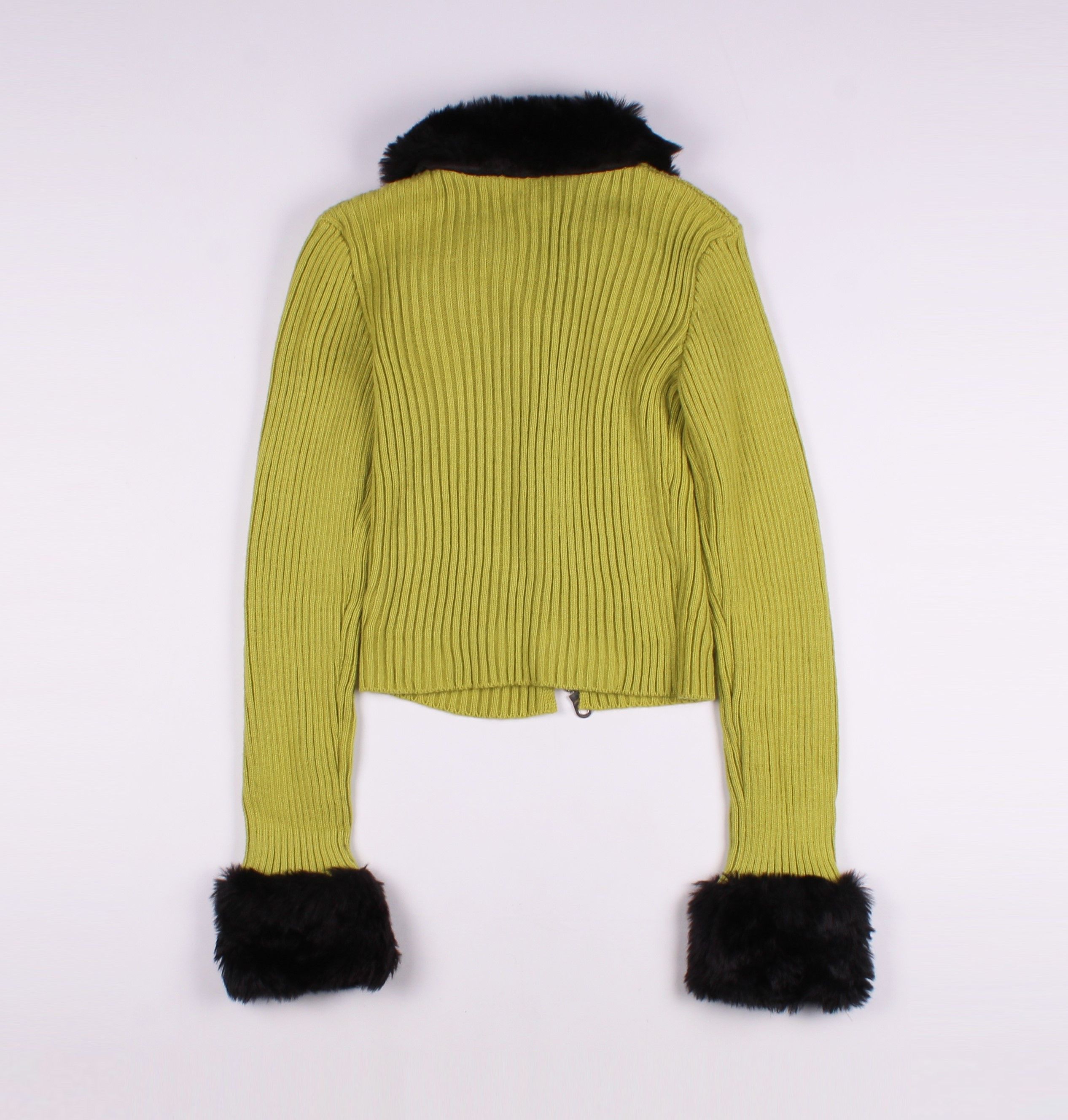 Vintage Vintage Y2K Rib Knit Cropped Faux Fur Cardigan Jumper Size S / US 4 / IT 40 - 8 Thumbnail