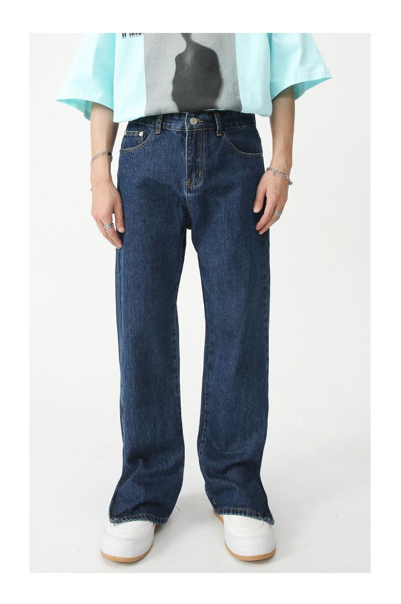Japanese Brand × Jean Dark blue casual straight-leg slit washed jeans Size US 32 / EU 48 - 1 Thumbnail