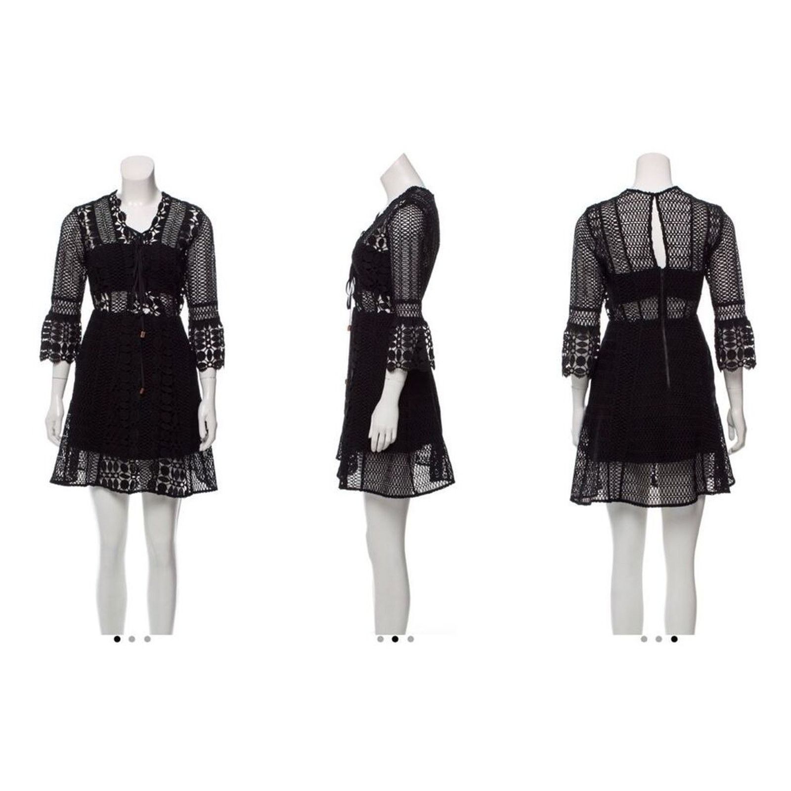 Self-Portrait Self-Portrait Black Crochet Mini Dress | Sz 4 Size S / US 4 / IT 40 - 2 Thumbnail