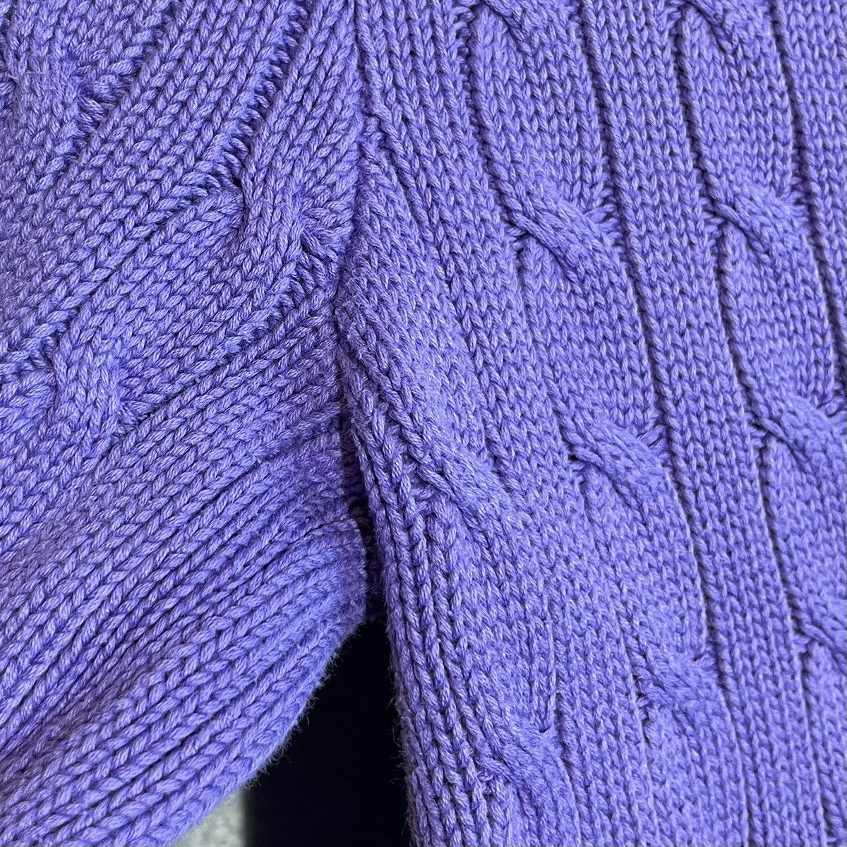 Polo Ralph Lauren Polo Ralph Lauren Sport Cable Knit V-Neck Sweater Purple Size S / US 4 / IT 40 - 3 Thumbnail