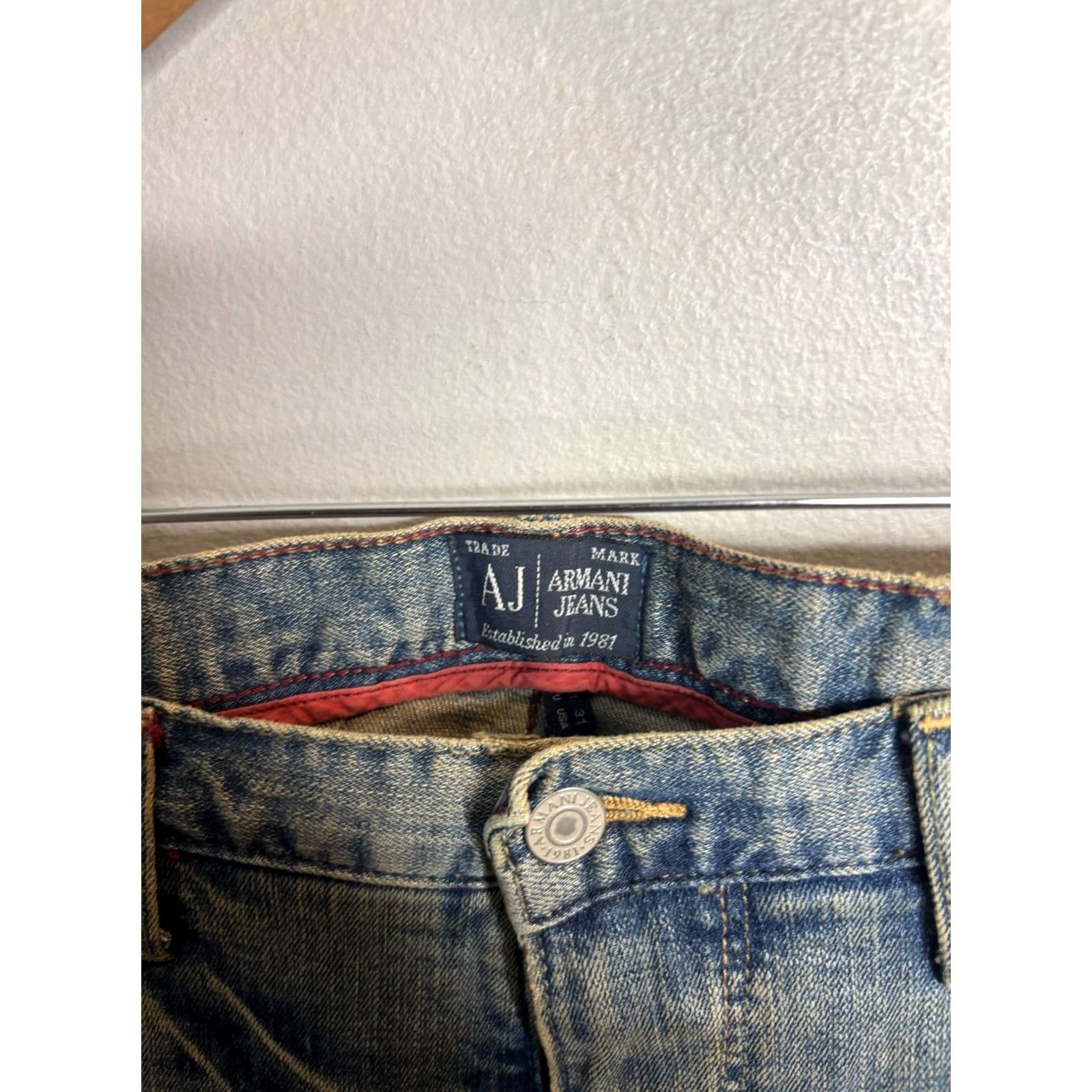 Vintage VINTAGE Armani Jeans Jeans Mens Blue Regular Straight Stretch Denim Trousers W31 L34 4197 Size US 31 - 7 Thumbnail