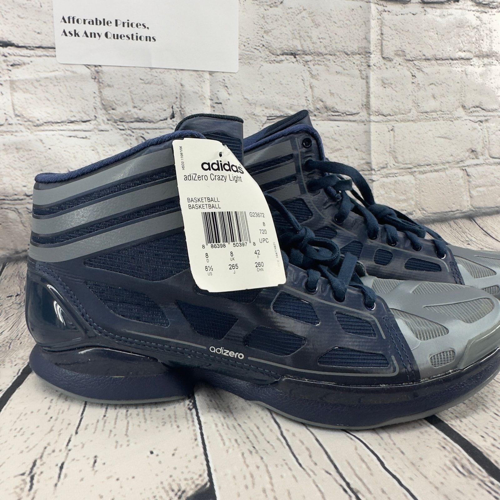 Adidas Adidas Adizero Super Light Basketball Shoe Navy Blue Men 8.5 Size US 9 / EU 42 - 2 Thumbnail