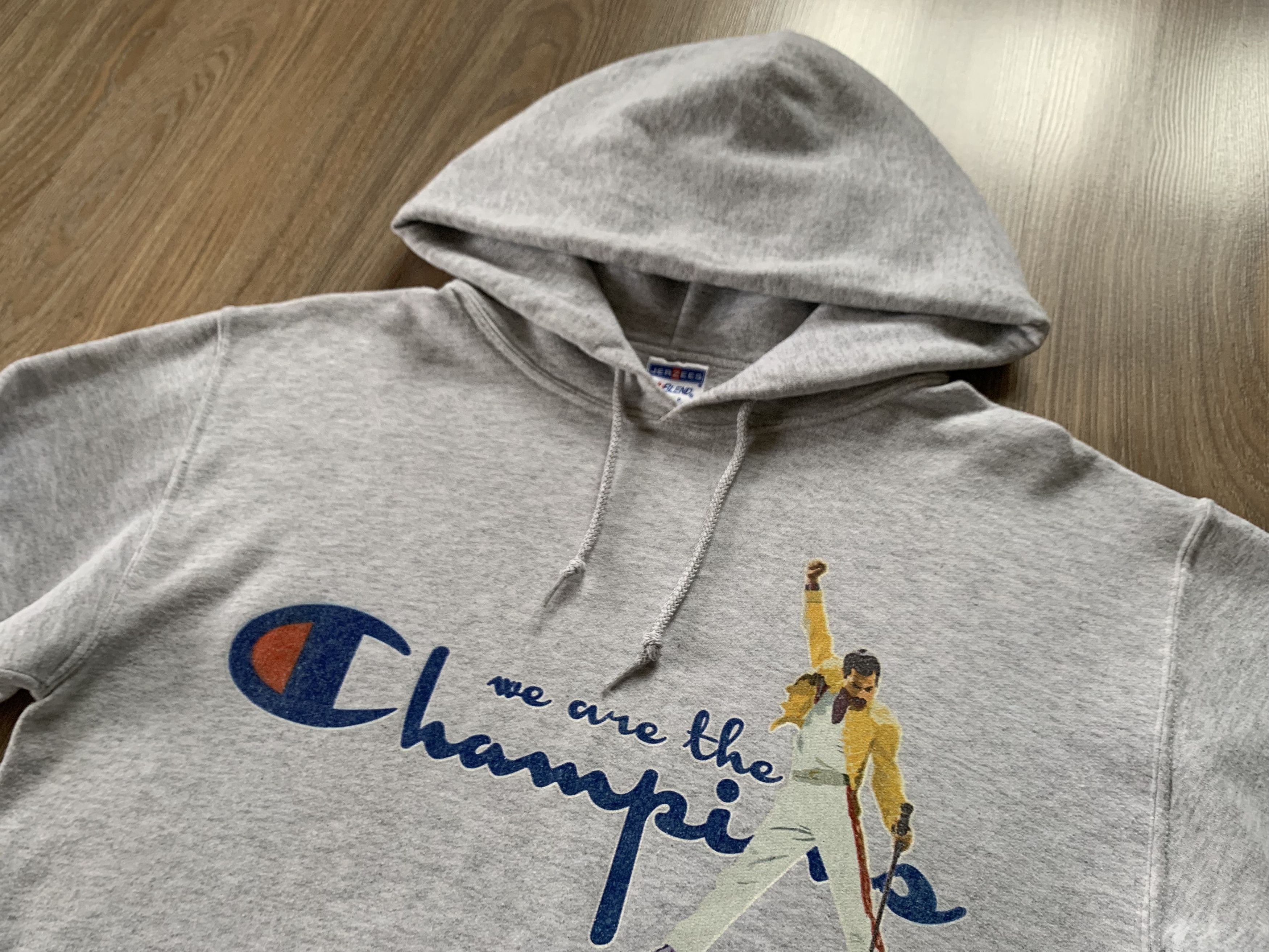 Jerzees × Vintage Jerzees Vintage We Are The Champions Cotton Hoodie Size US S / EU 44-46 / 1 - 4 Thumbnail