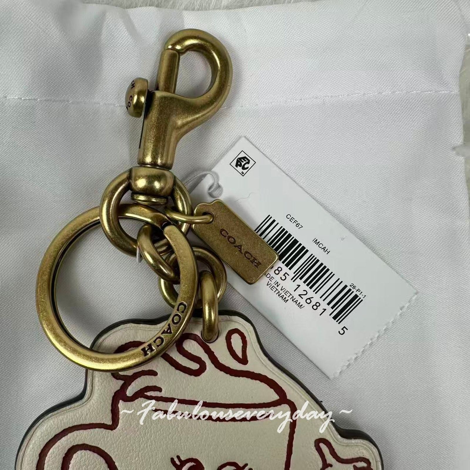 Coach COACH Coffee Cup Bag Charm Lil Miss Jo Leather/Brass/Chalk Size ONE SIZE - 5 Thumbnail