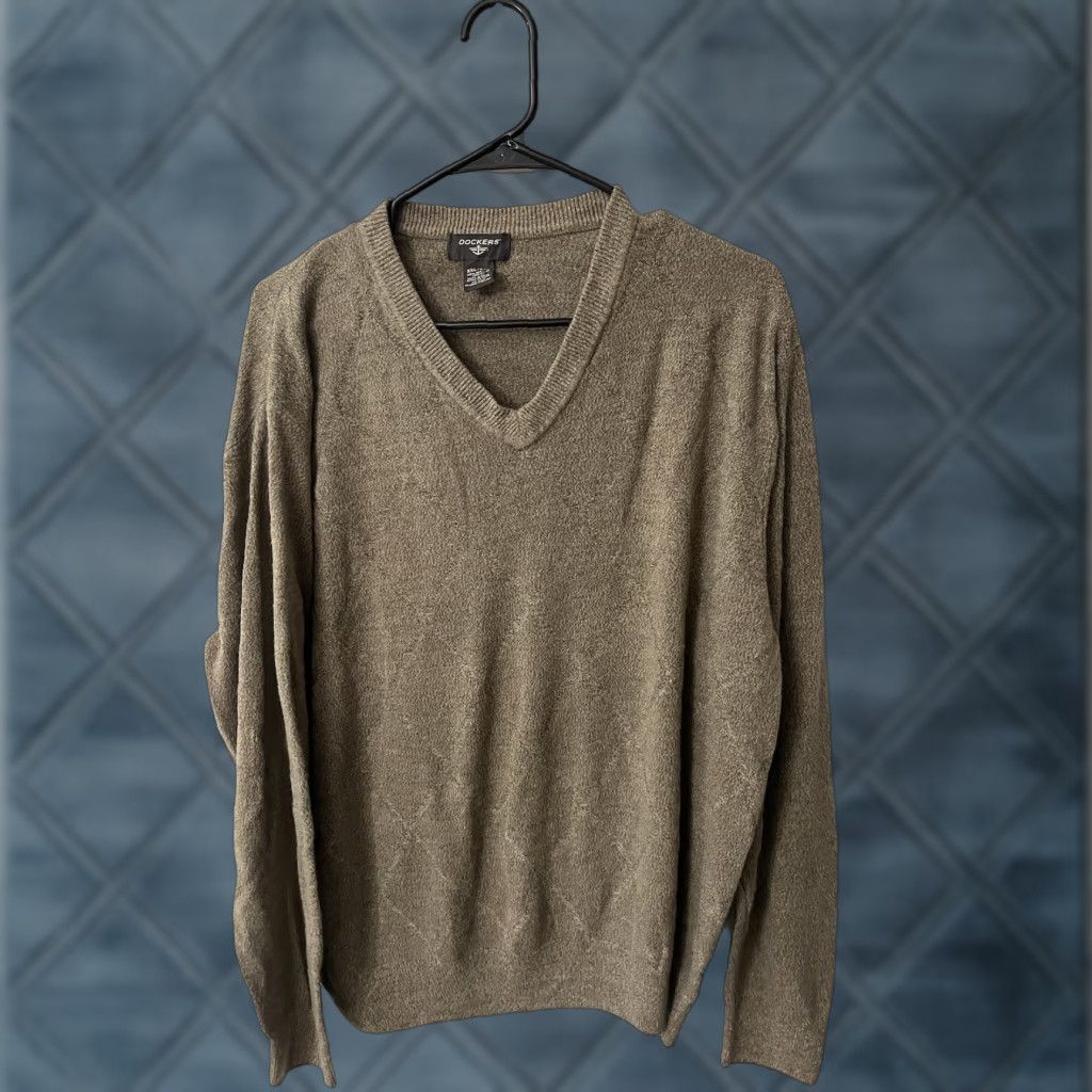 Dockers DOCKERS Mens Sweater 2XL V-Neck Brown Acrylic Blend Knit Pullover Long Sleeve Geometric Pattern Mens Size US XXL / EU 58 / 5 - 1 Thumbnail