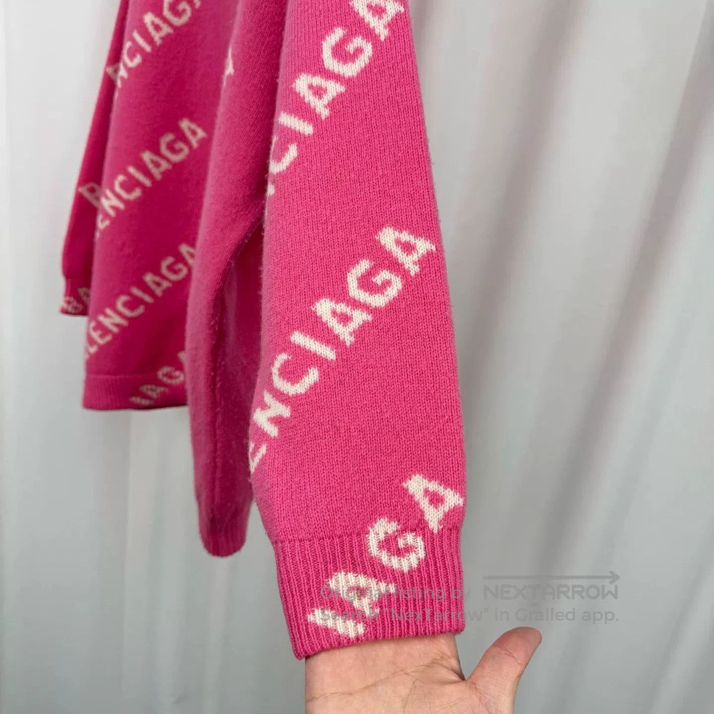 Balenciaga pink balenciaga knit sweater with logo. Size M / US 6-8 / IT 42-44 - 4 Thumbnail