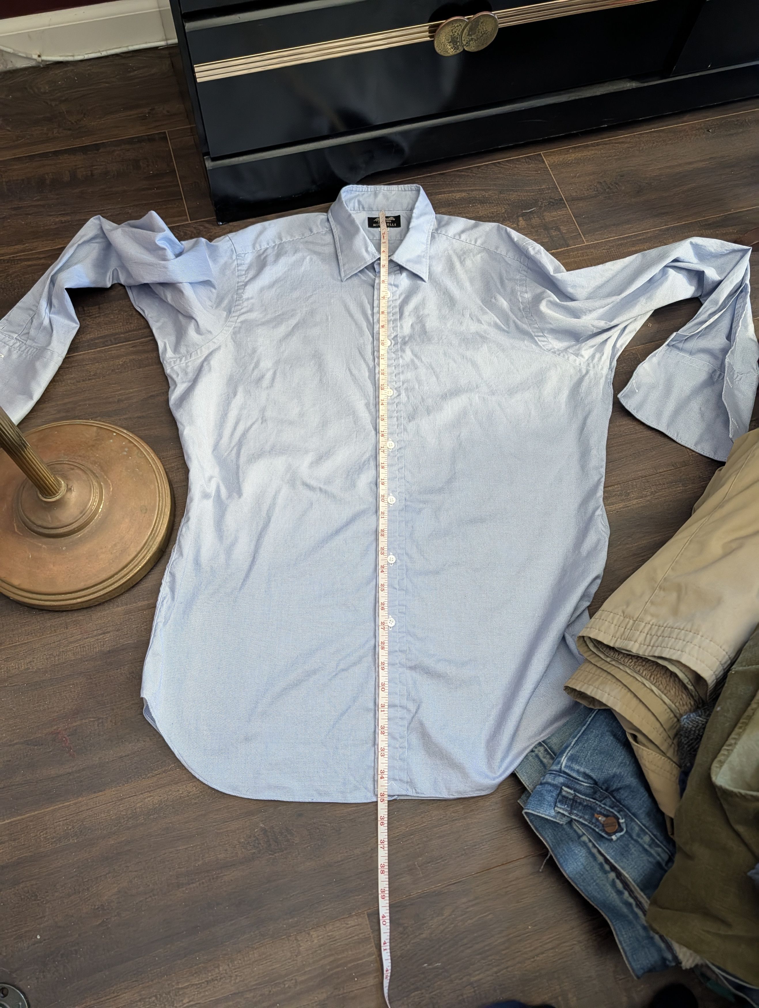 Hamilton Bespoke light blue pinpoint French Cuff MiUSA shirt Size US XXL / EU 58 / 5 - 12 Thumbnail