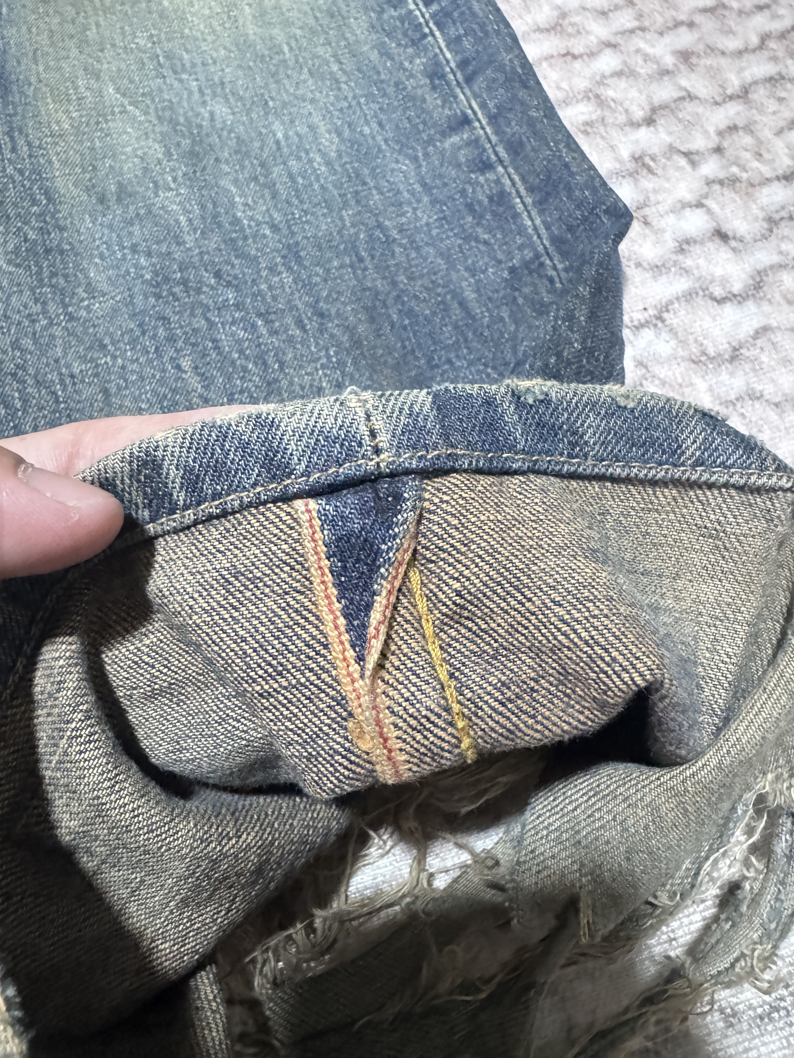 Edwin Vintage Edwin 505X Rusty Natural Distressed Selvadge Jeans Size US 30 / EU 46 - 7 Thumbnail