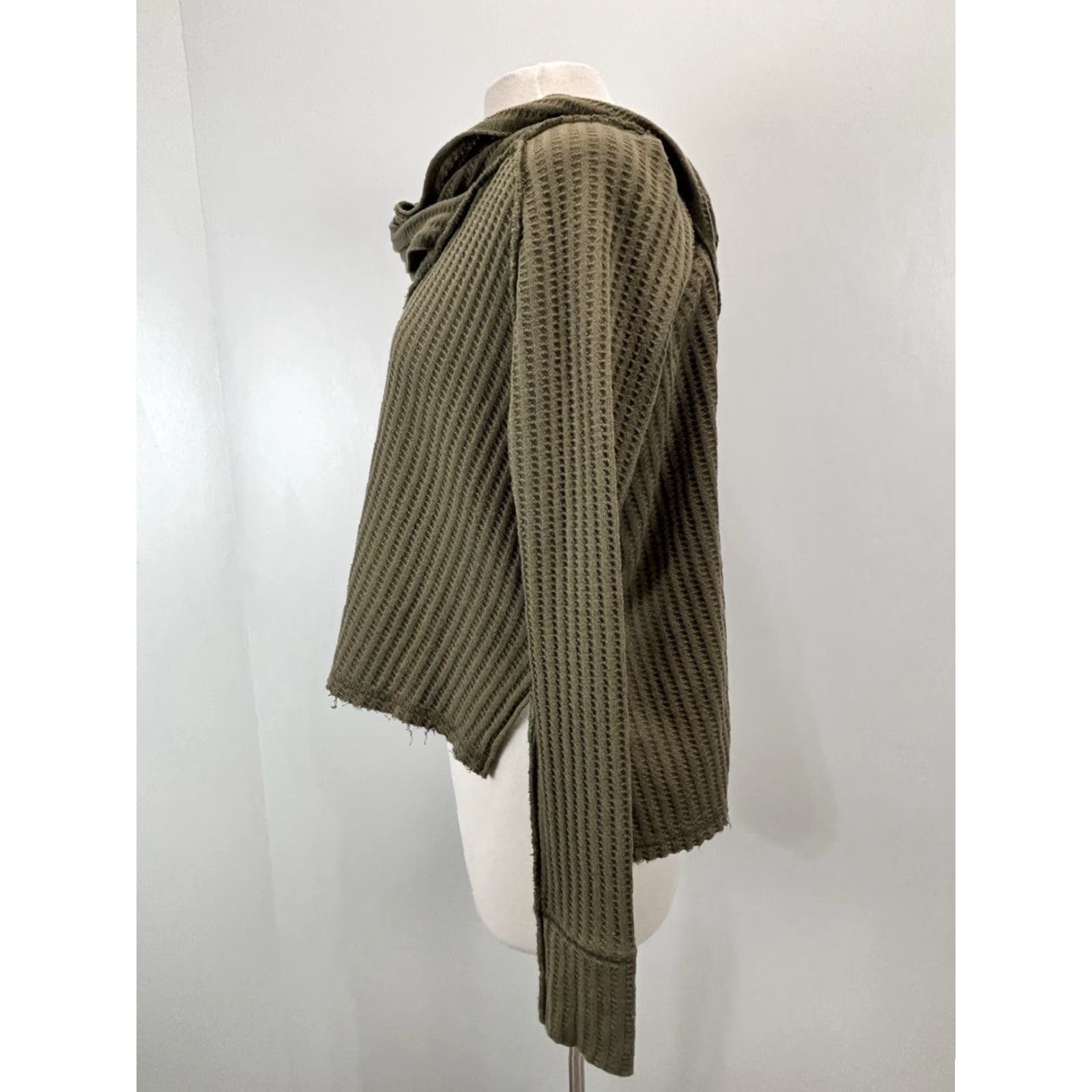 Vintage We The Free Cowl Neck Thermal Blouse Green Women's Medium Bohemian Size M / US 6-8 / IT 42-44 - 4 Thumbnail