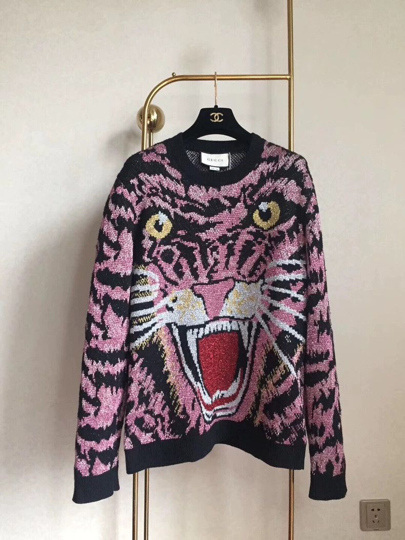 Gucci Gucci Early spring pink tiger head sweater Size S / US 4 / IT 40 - 1 Thumbnail