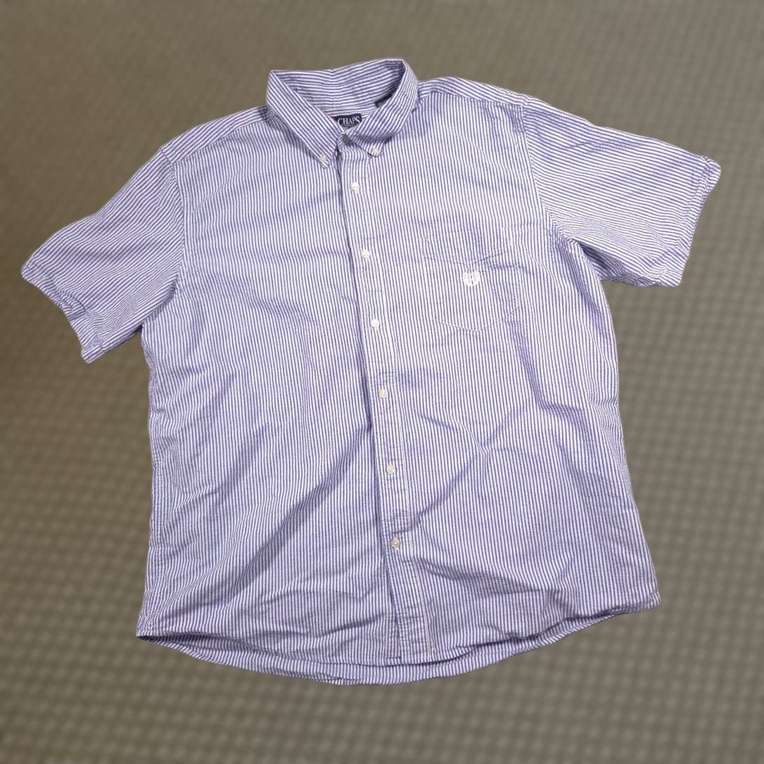 Chaps Chaps Shirt Mens 2XL Blue Stripe Short Sleeve Button Down Cotton Casual Size US XXL / EU 58 / 5 - 1 Thumbnail
