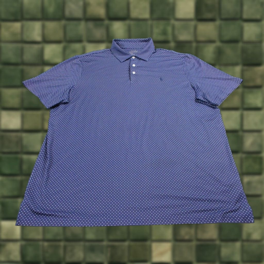 Ralph Lauren Polo Shirt Mens Extra Large Blue Polka Dot AOP