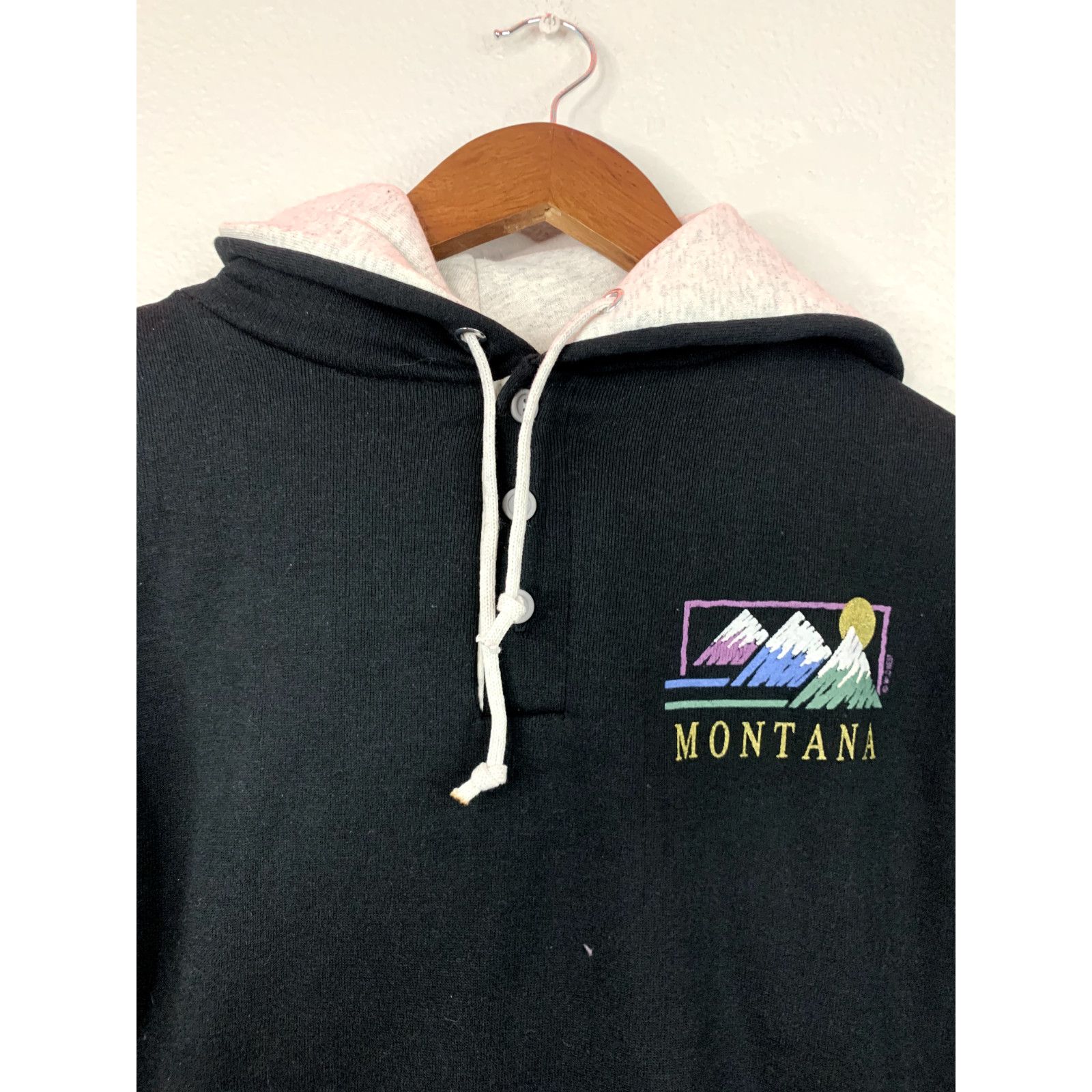 Jerzees New 90s Vintage Small Black Montana Quarter Button Up Hoodie Size US S / EU 44-46 / 1 - 3 Thumbnail