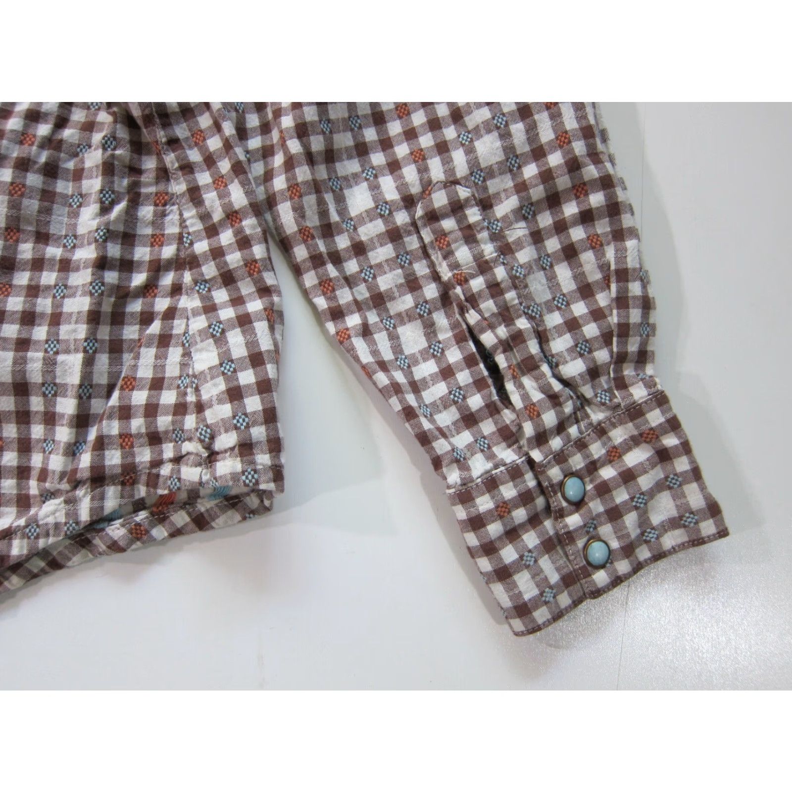Wrangler Wrangler 100% Cotton Brown Blue Plaid Snap Button Long Sleeve Western Blouse L Women Shirt Western Size L / US 10 / IT 46 - 6 Thumbnail