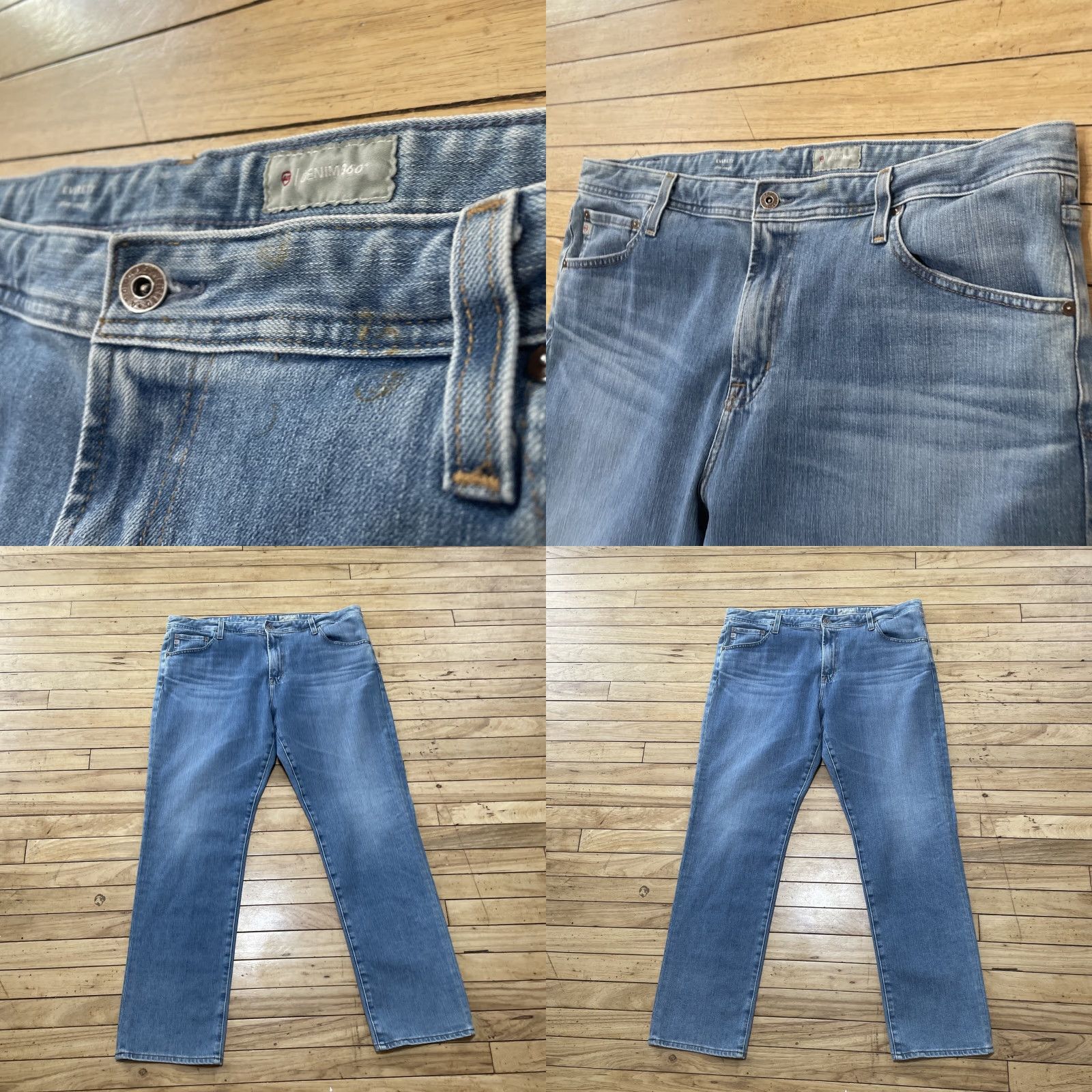 Denime AG Adriano Goldschmied Jeans The Everett Light Blue Grunge Stretch Denim Men 40x32 Regular 5-Pocket City Grunge USA Jeans Size US 40 / EU 56 - 11 Thumbnail