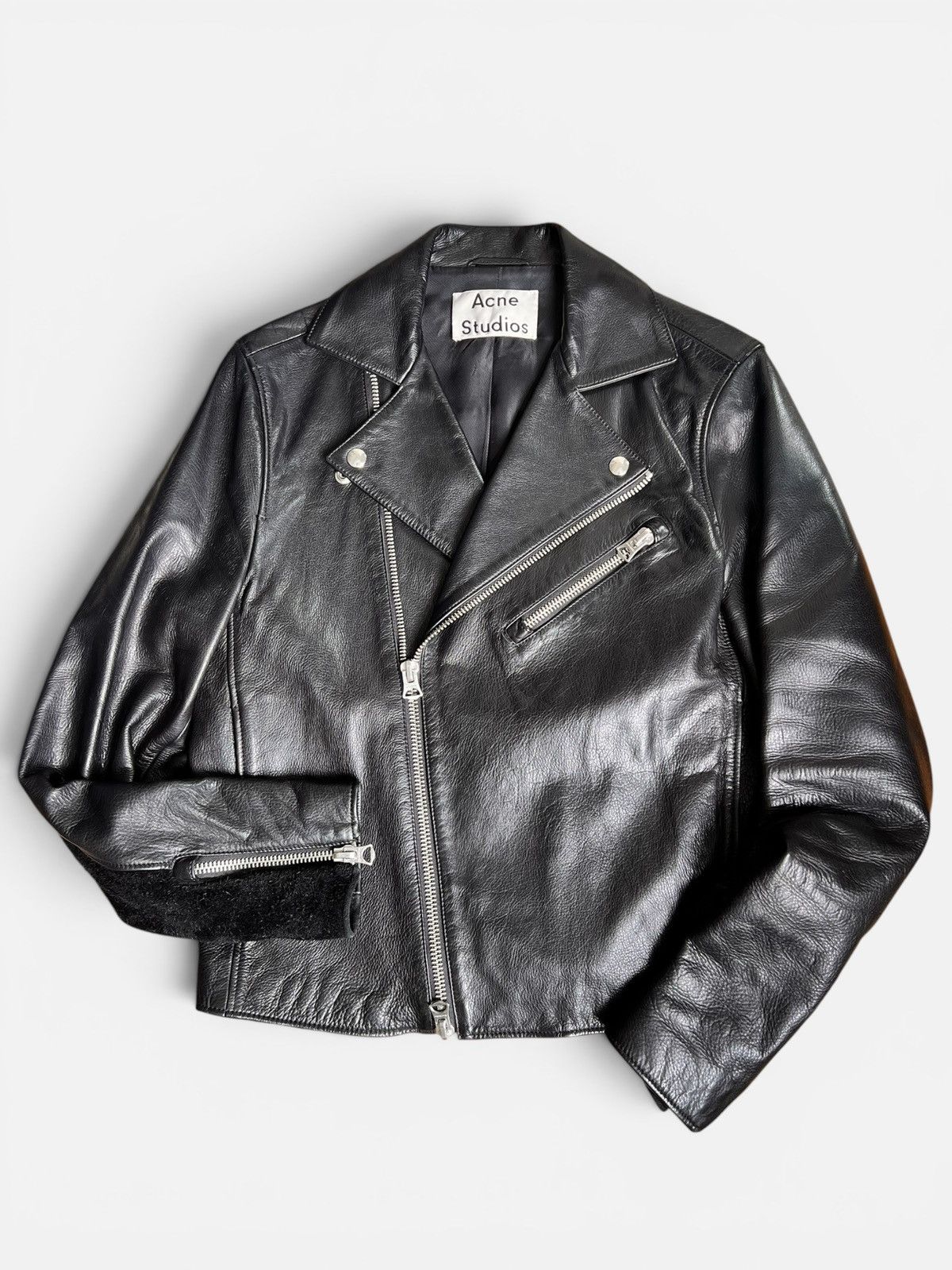 Acne Studios Acne Studios Gibson Black Calf Leather Biker Jacket Size 48 Size US M / EU 48-50 / 2 - 3 Thumbnail