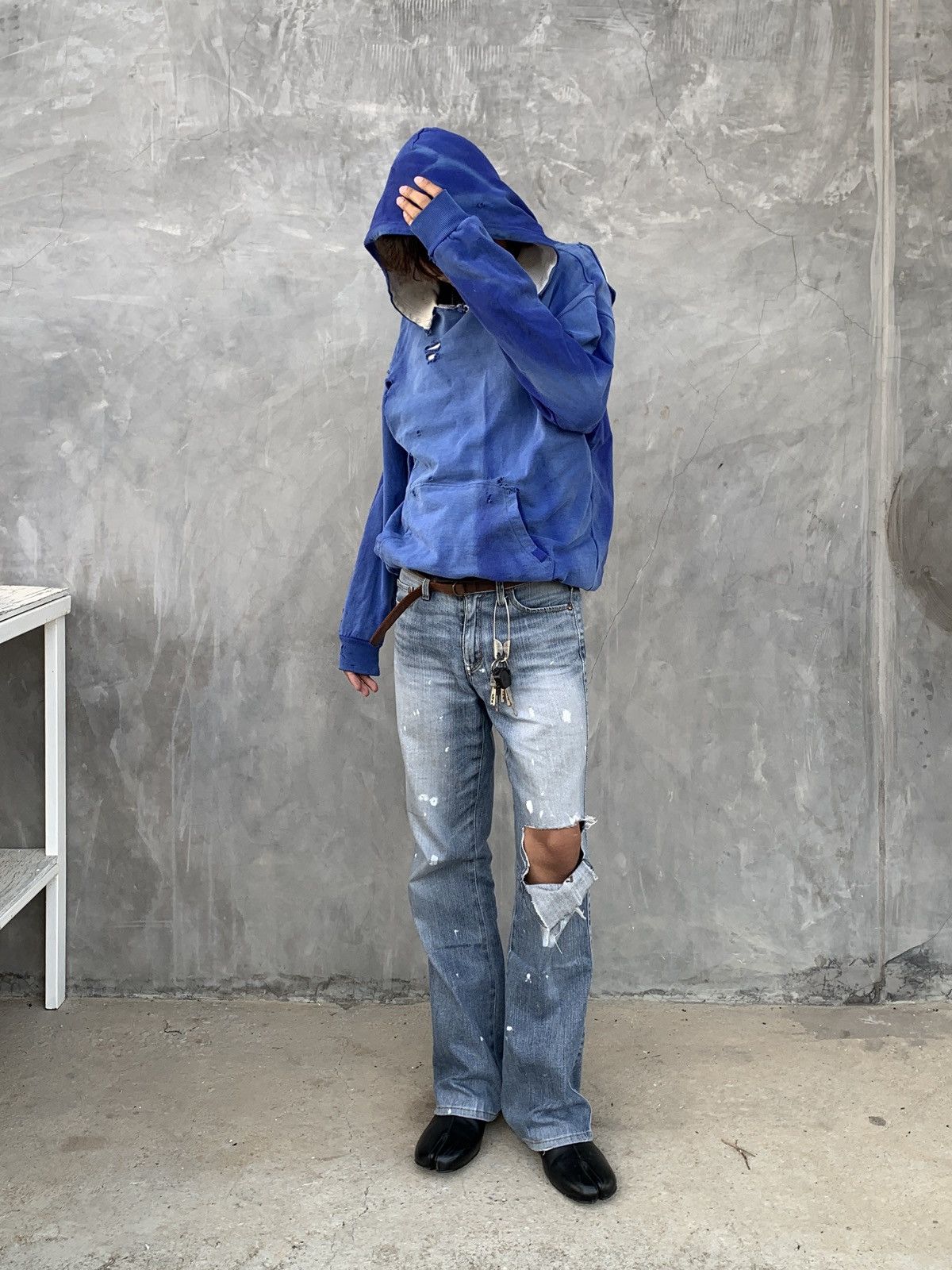 Vintage Thrashed Vintage Thermal Lined Hoodie Distressed ERD Size US M / EU 48-50 / 2 - 2 Thumbnail