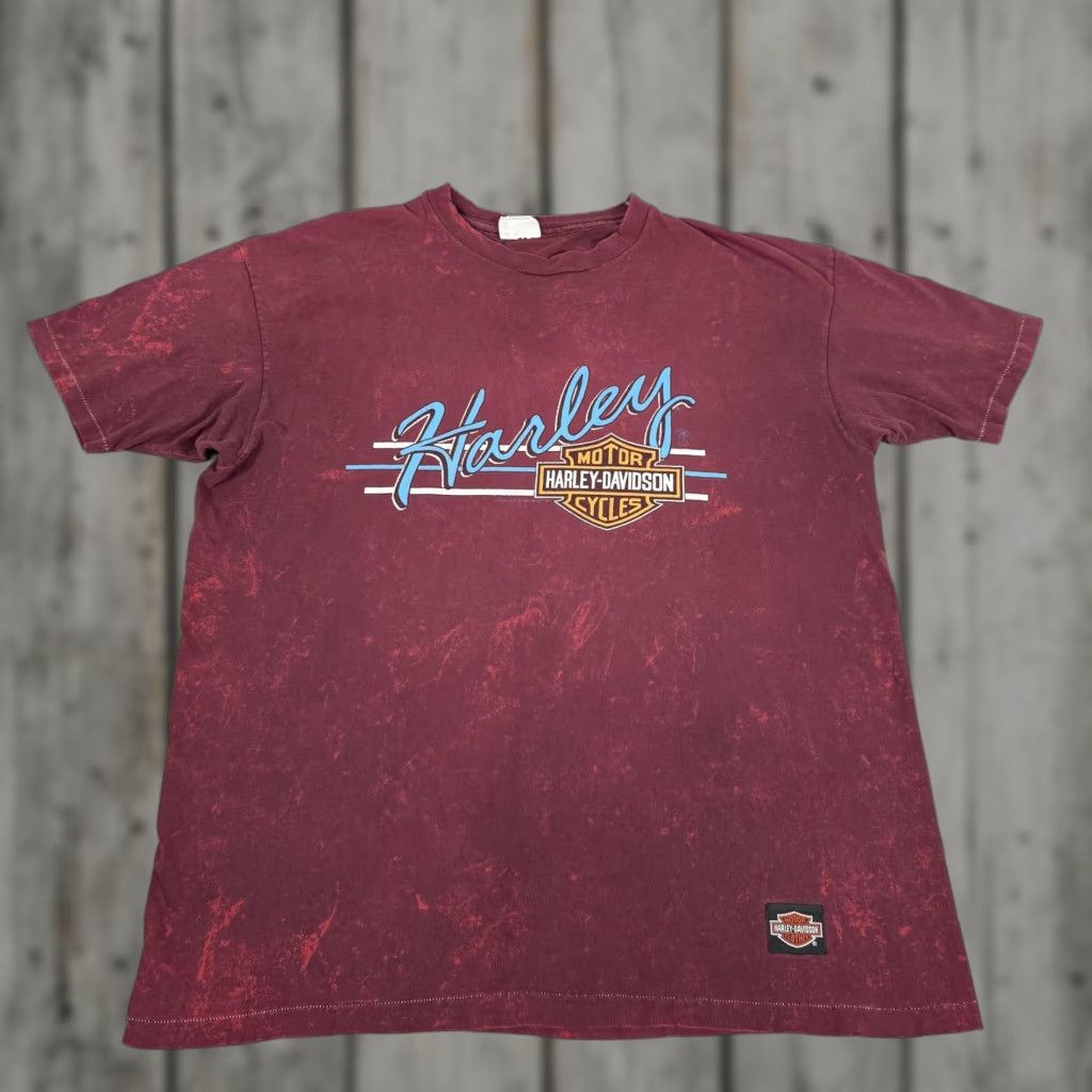 Harley Davidson VINTAGE Harley-Davidson Shirt Mens Large Red Beach 90s Biker Double-Sided Graphic Crew Neck Short Sleeve Size US L / EU 52-54 / 3 - 1 Thumbnail