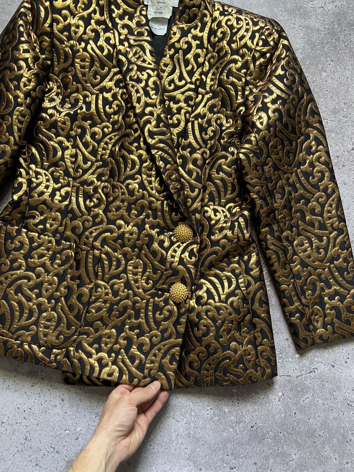 Yves Saint Laurent Yves Saint Laurent Variation Gold Jacquard Pattern Blazer Size XL / US 12-14 / IT 48-50 - 3 Thumbnail