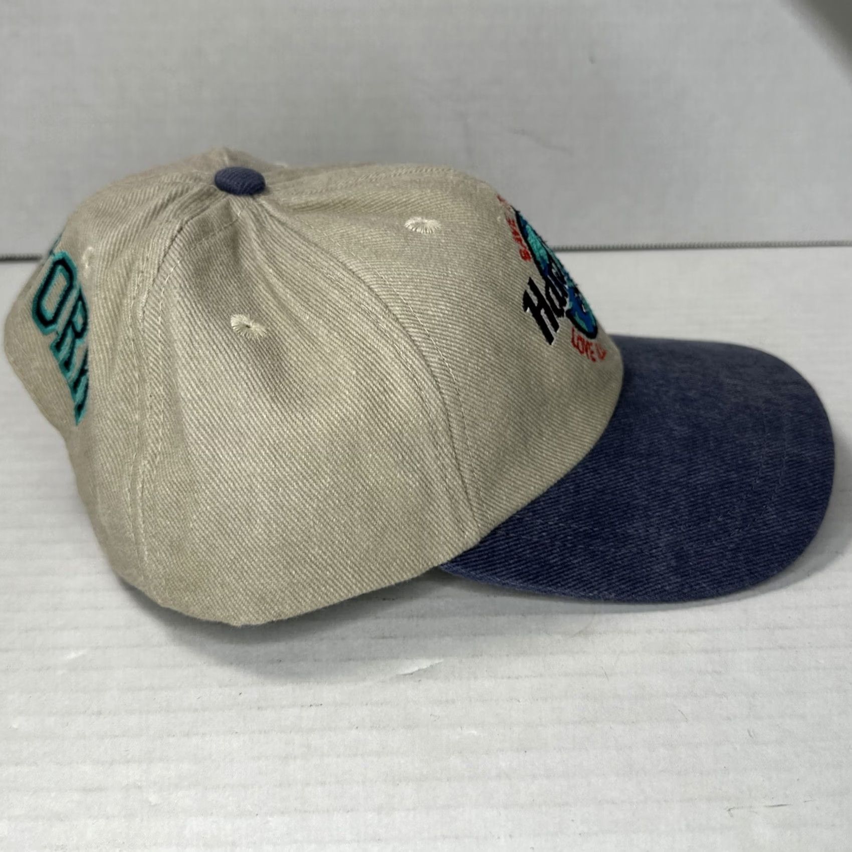 Hard Rock Cafe VINTAGE Hard Rock Cafe Save The Planet Snapback Hat NY 90s EUC Unisex Adults Brown Blue Cotton Adjustable Breathable Snapback Mens Womens Size ONE SIZE - 4 Thumbnail