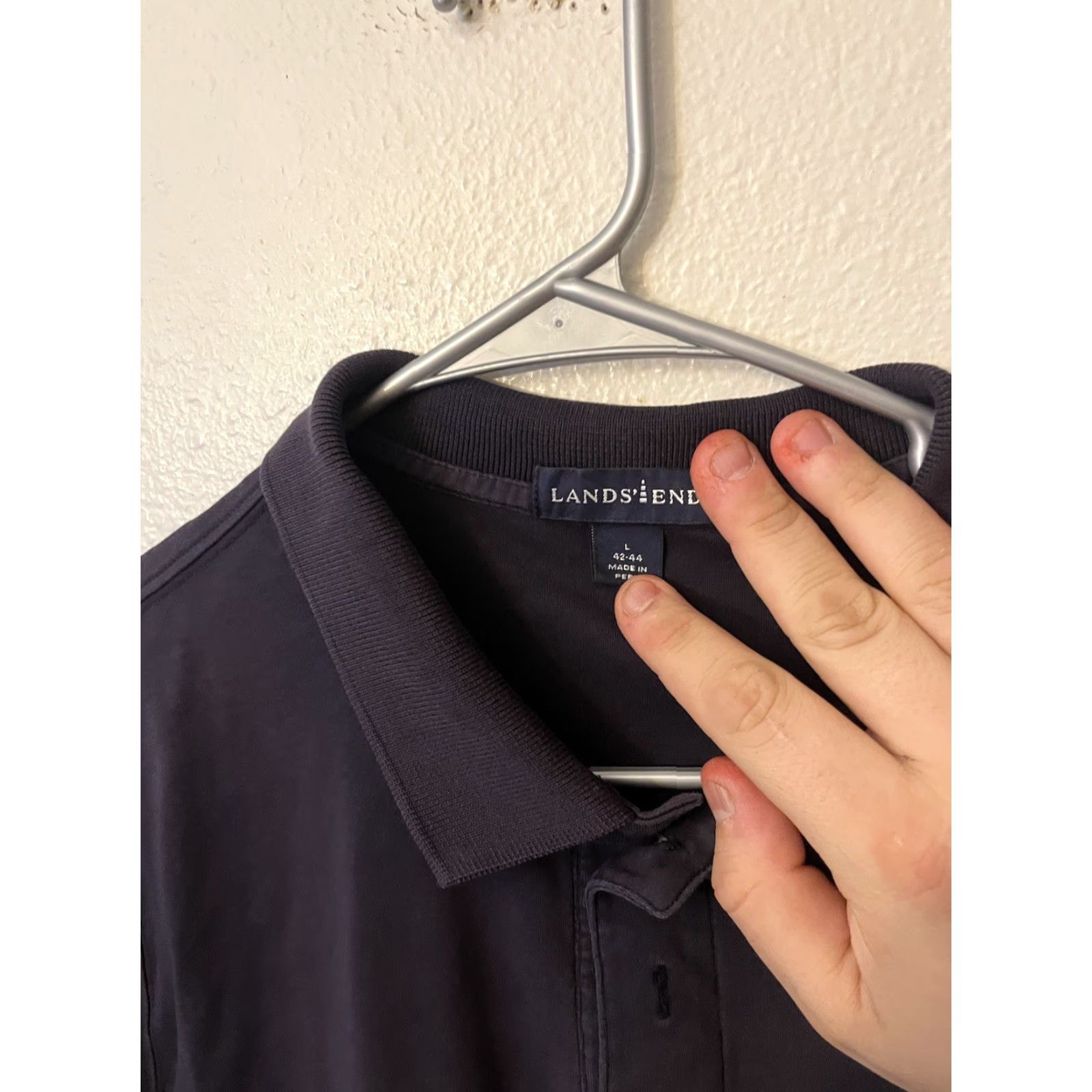 Lands' End Lands' End Polo Shirt Mens Size L Navy Blue Short Sleeve Solid Regular Fit Dress casual Golf Walking 90s Classic Modern Mens Size US L / EU 52-54 / 3 - 2 Thumbnail
