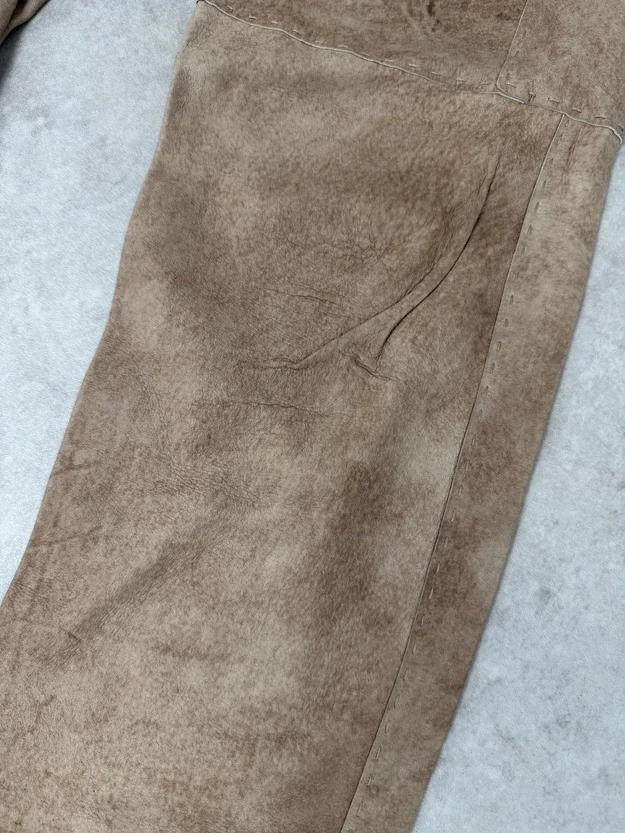 Dolce & Gabbana 2000s Dolce & Gabbana Brown Eroded Leather Pants Size US 31 - 13 Thumbnail