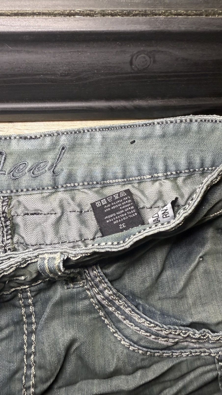 Other Y2K 2000s Top Feel Stone Wash Green Indigo Straight Legged Size US 32 / EU 48 - 3 Thumbnail