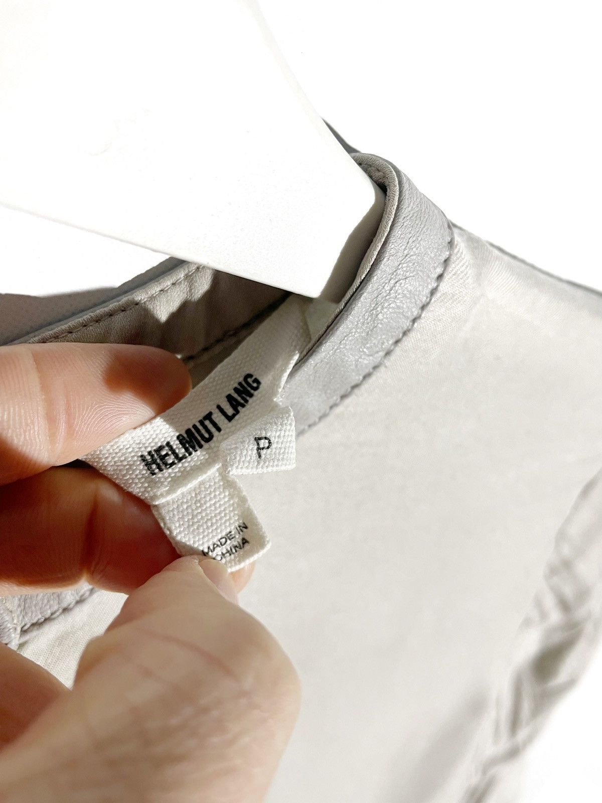Designer × Helmut Lang Helmut Lang Leather-Trim Long Sleeve Gray Viscose Size S Size S / US 4 / IT 40 - 6 Thumbnail