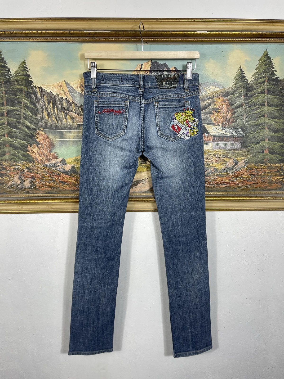 Ed Hardy × Vintage Ed Hardy Vintage Y2k Low Rise Denim Trousers Jeans Drip Swag Size 26" / US 2 / IT 38 - 2 Thumbnail
