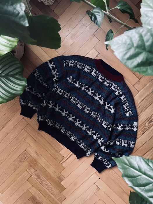 Italy製 90s puma jacquard sweater knit