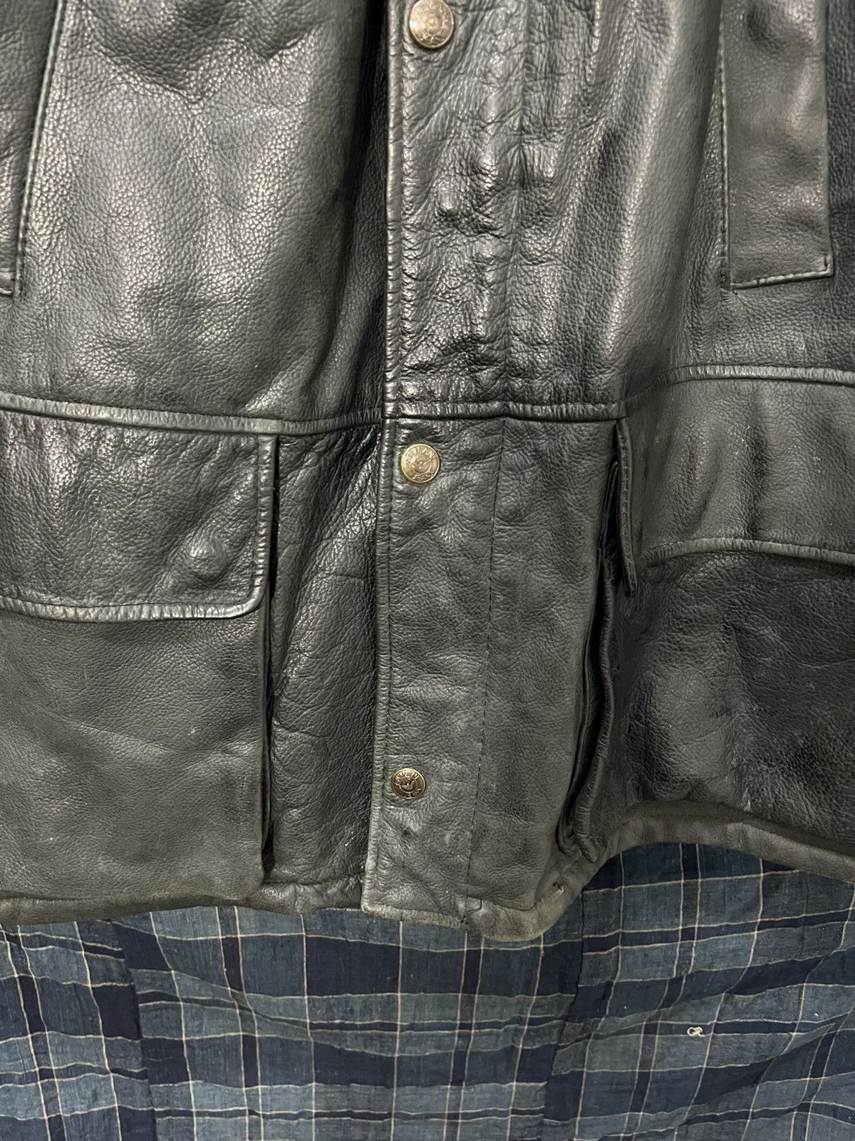 Armani Rare Leather Jacket Vtg 80s Armani Jeans julius dior Size US L / EU 52-54 / 3 - 3 Thumbnail