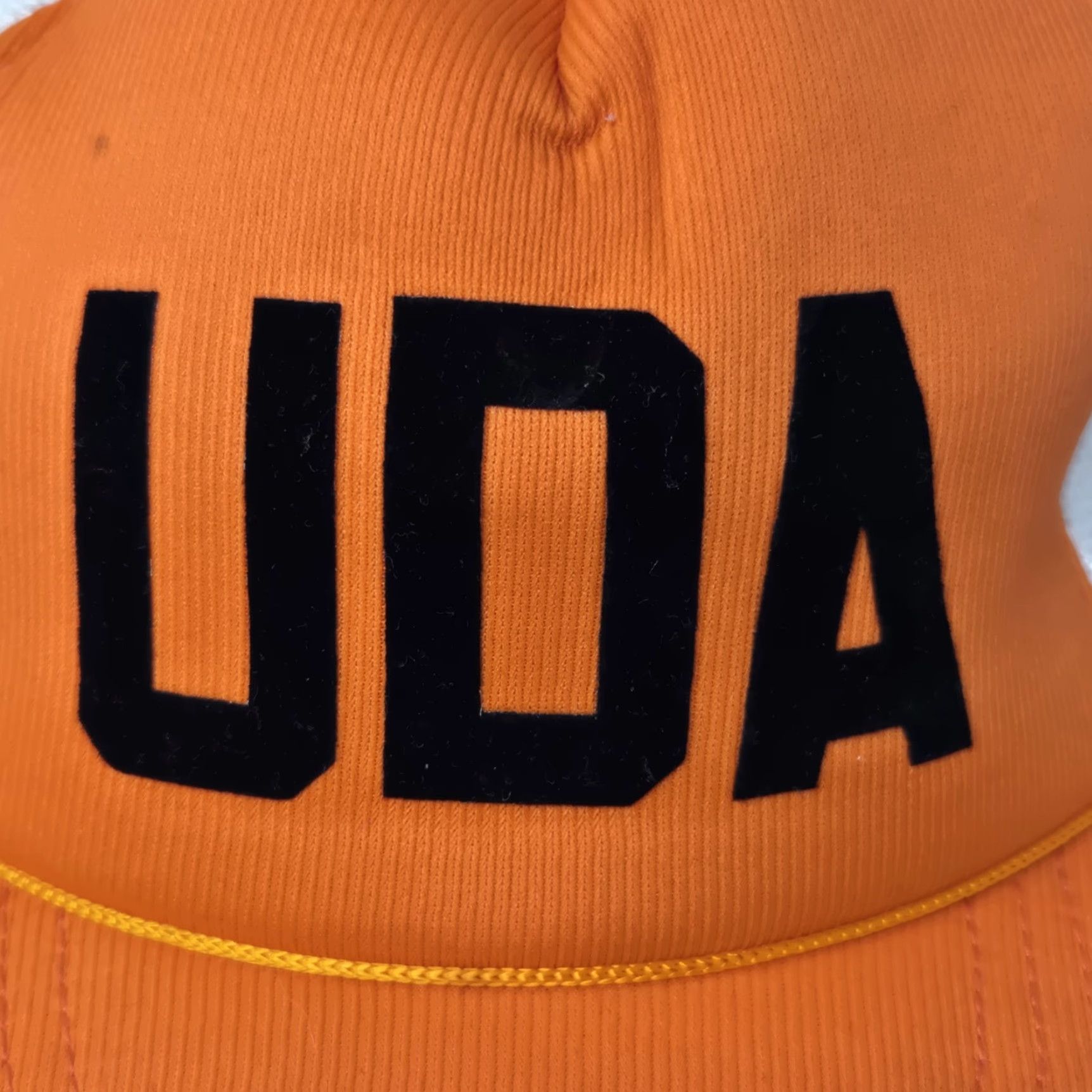 FELT VINTAGE HaT Trucker Hat Cap Orange White Black Felt Letters Adjustable Cap Size ONE SIZE - 5 Thumbnail