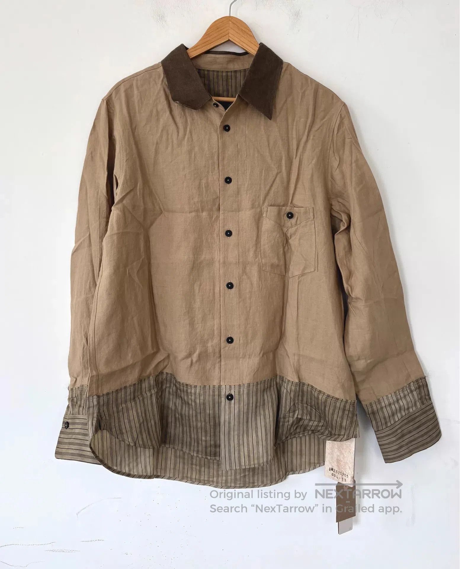 Ziggy Chen Beige Long Sleeve Button-Up Shirt Size M. Size US M / EU 48-50 / 2 - 1 Thumbnail