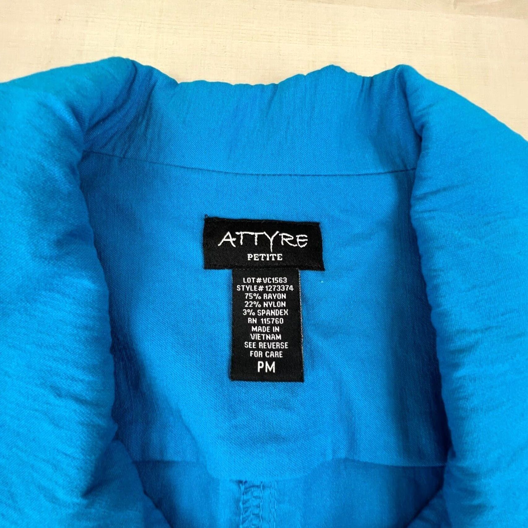 Vintage Attyre Womens Blue 3/4 Sleeve Petite Medium Full Zip Jacket Casual Size M / US 6-8 / IT 42-44 - 3 Thumbnail