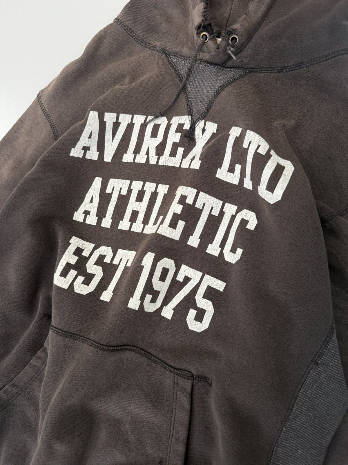 Avirex 🔥 Avirex LTD Athletic Discolored Crazy Distressed Hoodie -L Size US L / EU 52-54 / 3 - 4 Thumbnail