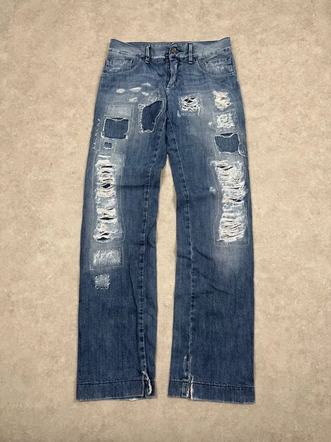 Dolce & Gabbana 2000s Dolce & Gabbana Blue Destroyed Denim Jeans Size US 30 / EU 46 - 1 Thumbnail