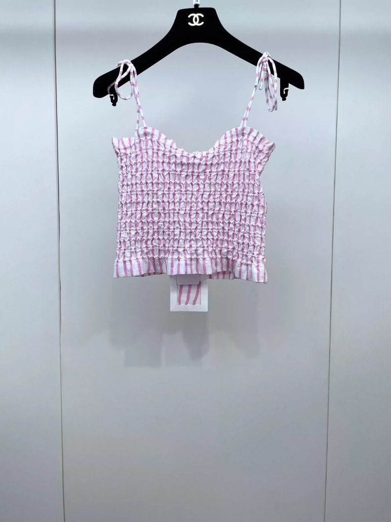 Chanel Chanel 24S pink striped pleated suspender vest 2504-Nextarr Size XXS / US 00 / IT 34 - 1 Thumbnail