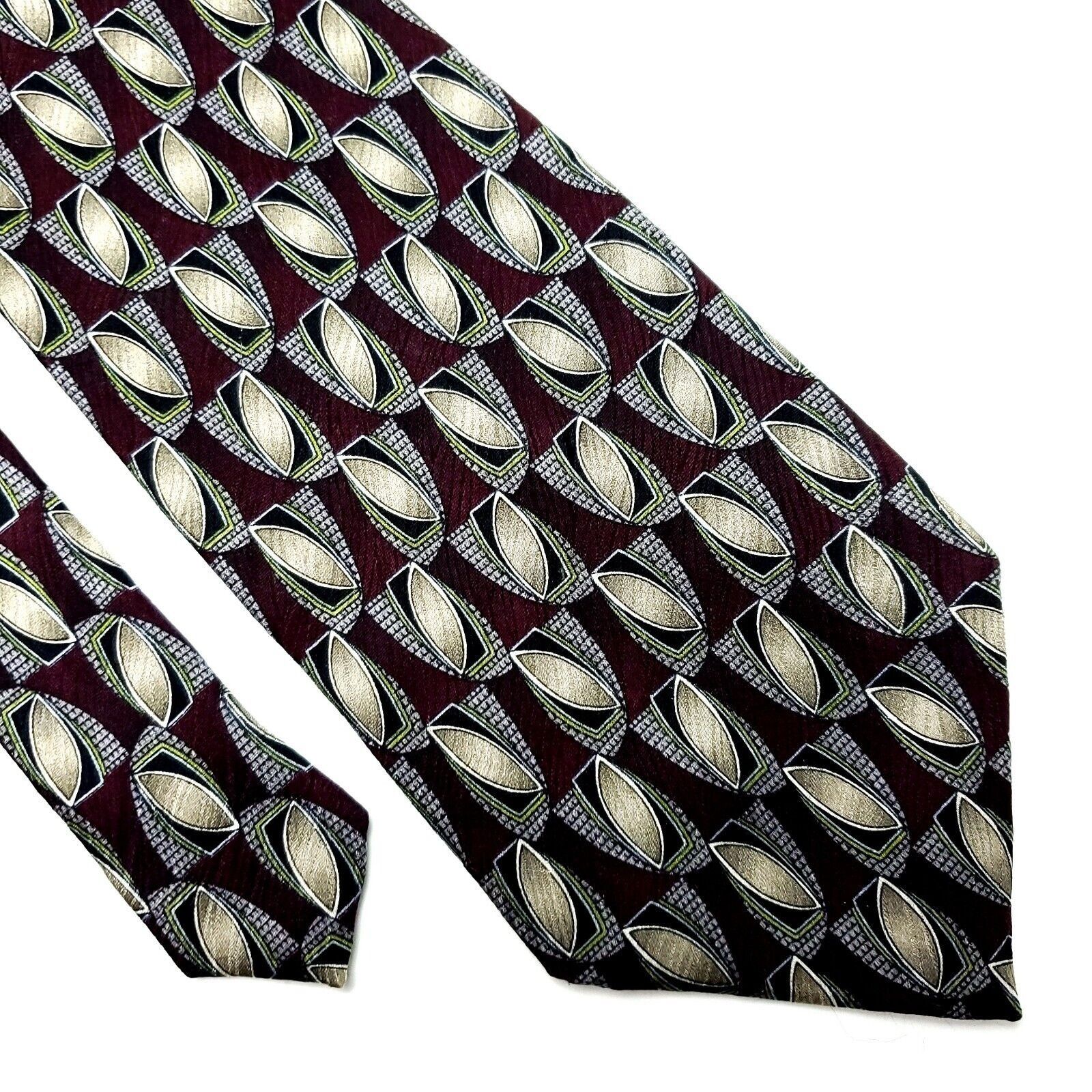 Vintage Louis Roth Silk Tie Brown Print Wide Geometric Size ONE SIZE - 1 Thumbnail