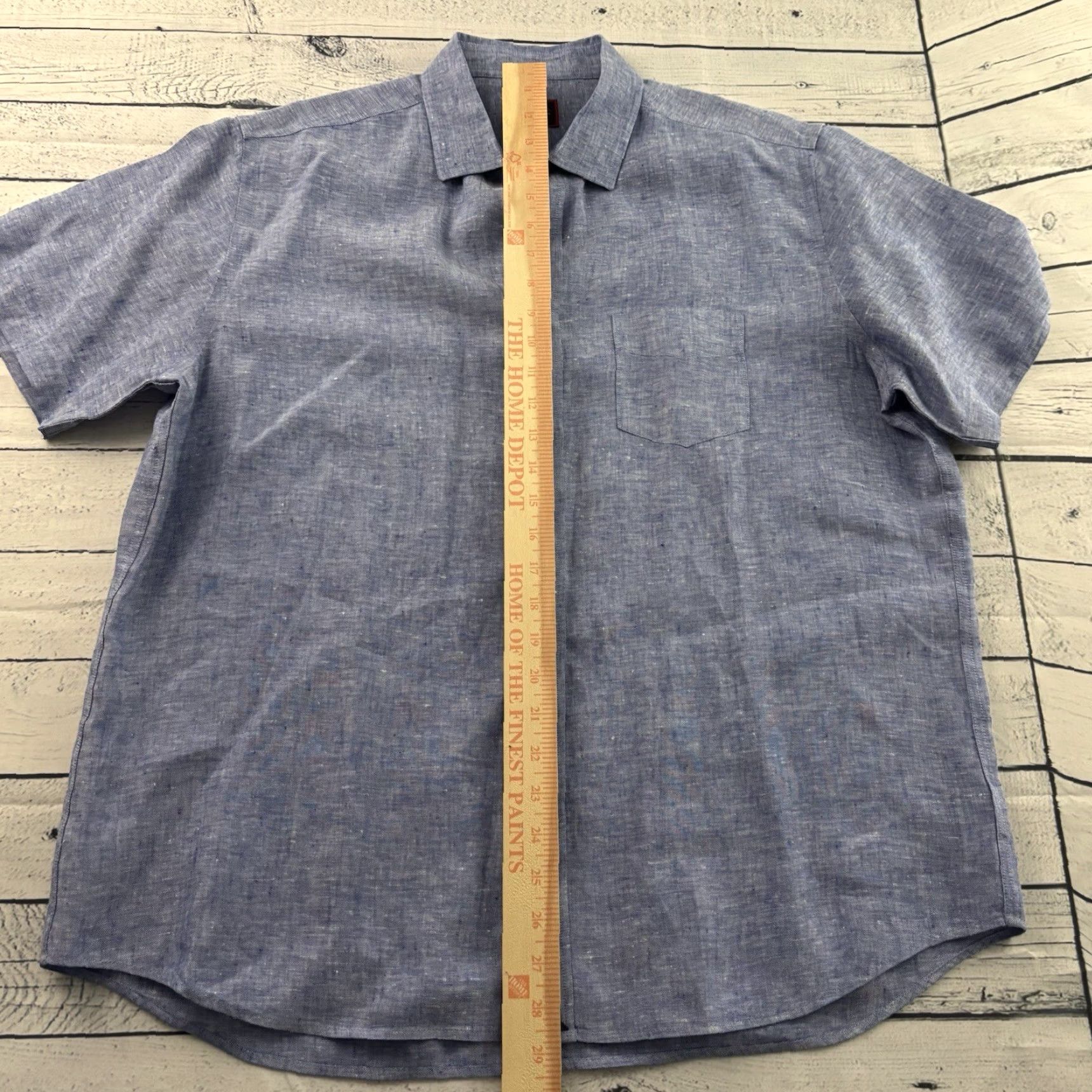 UNTUCKit UNTUCKit Cameron Short Sleeve Linen Wrinkle Resistant Button Shirt Men's Large Blue Size US L / EU 52-54 / 3 - 3 Thumbnail