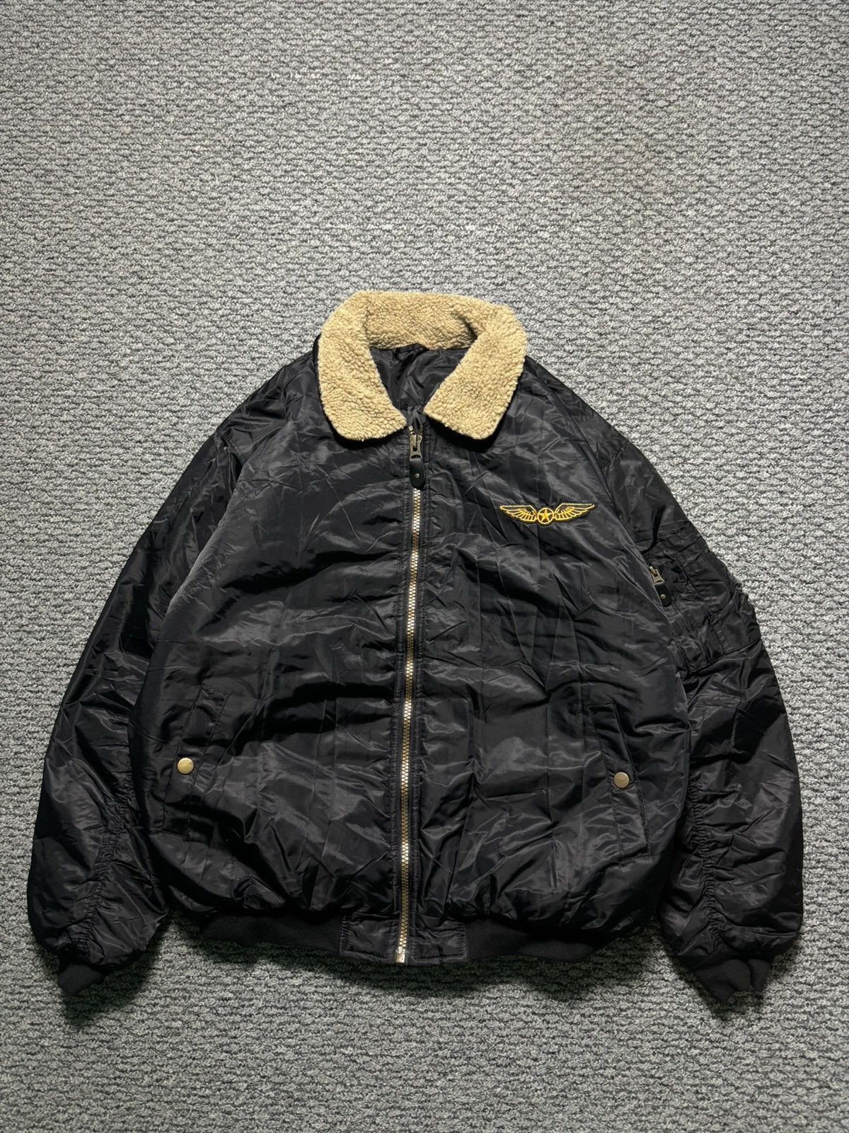 Japanese Brand Vintage Ma-1 Style Nylon Bomber Jacket Fur Collar Size US XL / EU 56 / 4 - 1 Thumbnail