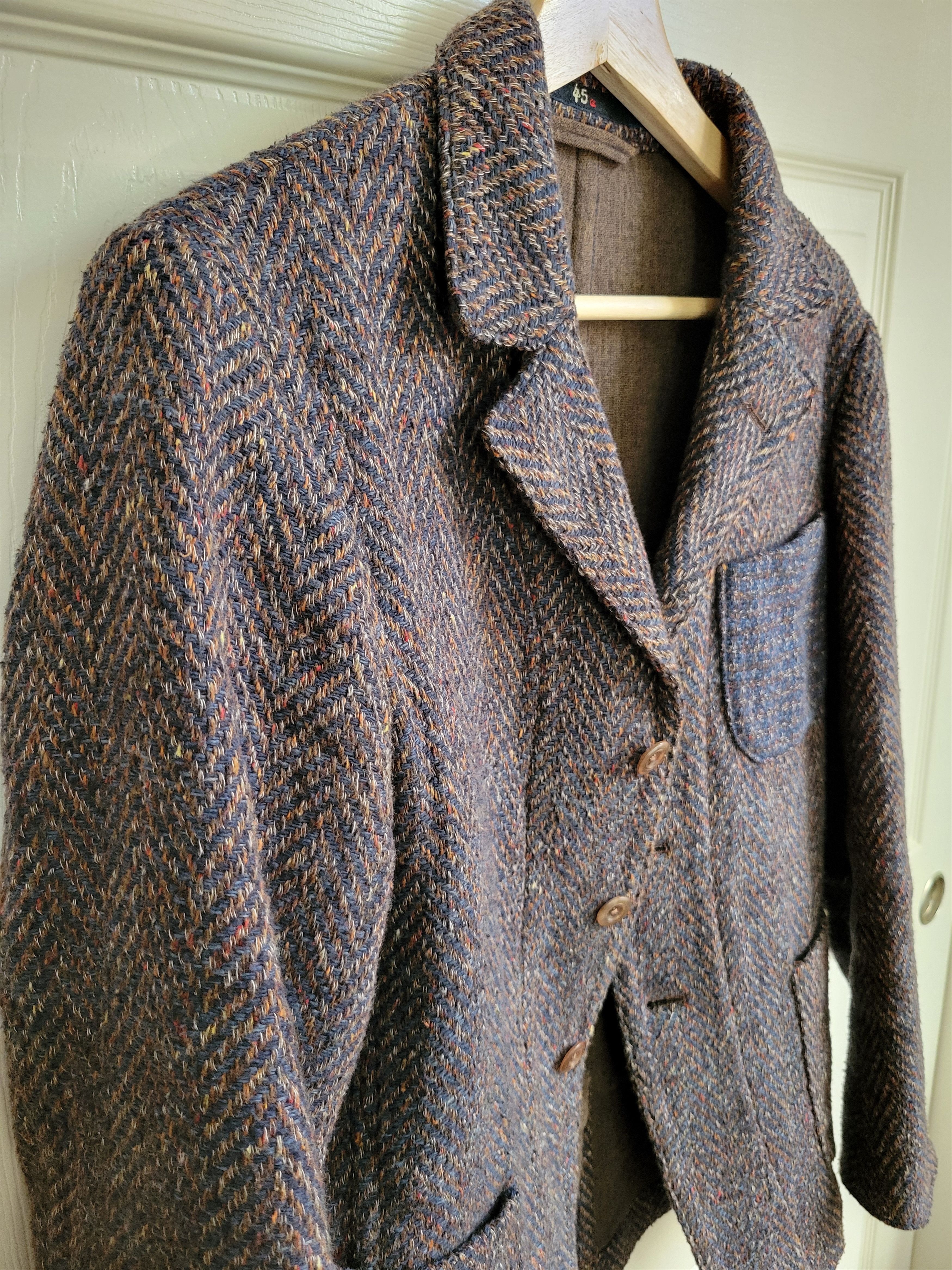 45R Indigo Kuba Tweed Blazer Jacket