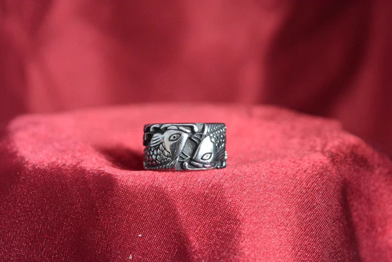 Jewelry Fish Design Jewelry Rings Open Size Chrome Ring (Size 7-13) Size ONE SIZE - 6 Thumbnail