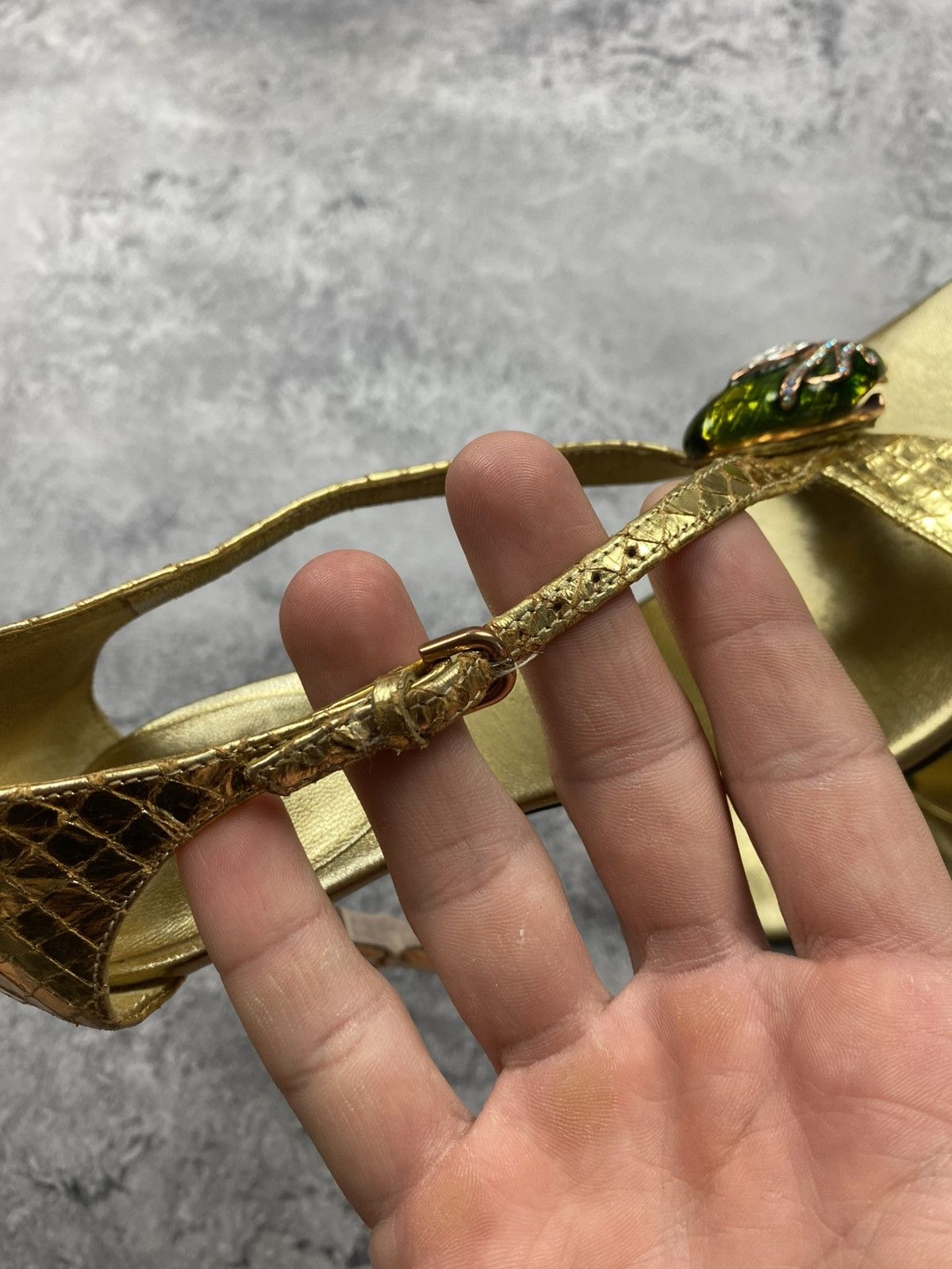 Gucci Gucci by Tom Ford SS04 Vintage Gold Python Bamboo Heel Snake Size US 7 / IT 37 - 17 Thumbnail