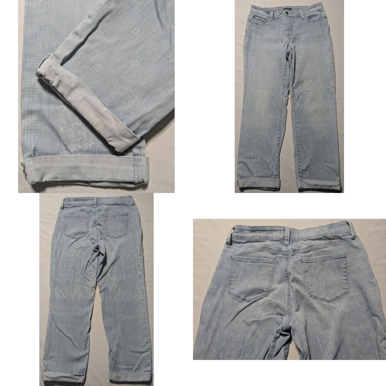 NYDJ NYDJ RELAXED LIFT X TUCK TECHNOLOGY Jeans Women 6 Blue Paisley Cuffed Ankle Denim 5-Pocket Style Size 28" / US 6 / IT 42 - 10 Thumbnail
