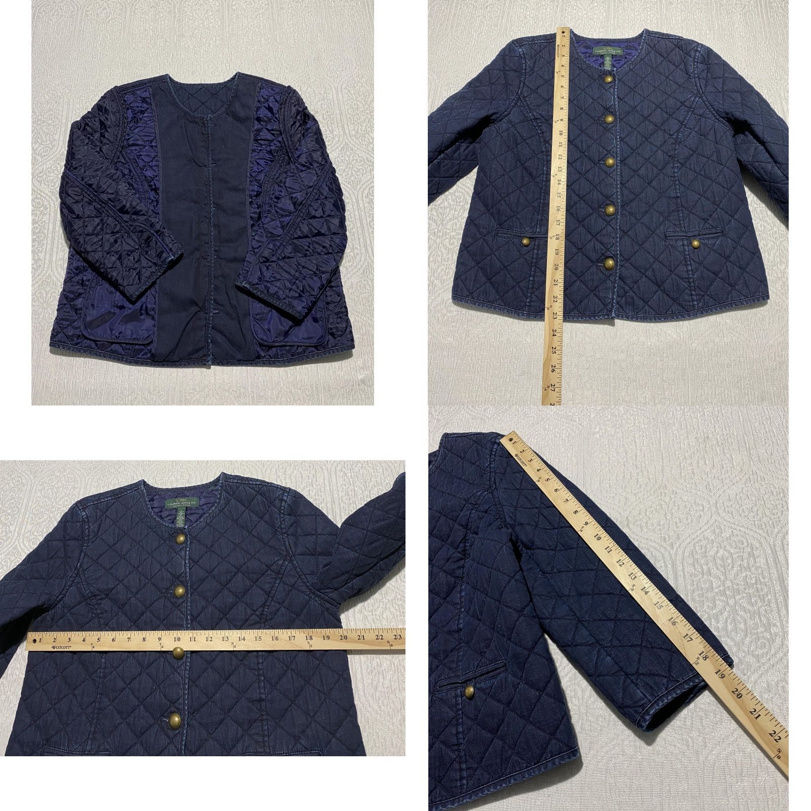 Ralph Lauren Lauren Jeans Co Ralph Lauren Jacket Womens Large Blue Quilted Cotton Collarless Size 36" / US 14 / IT 50 - 8 Thumbnail