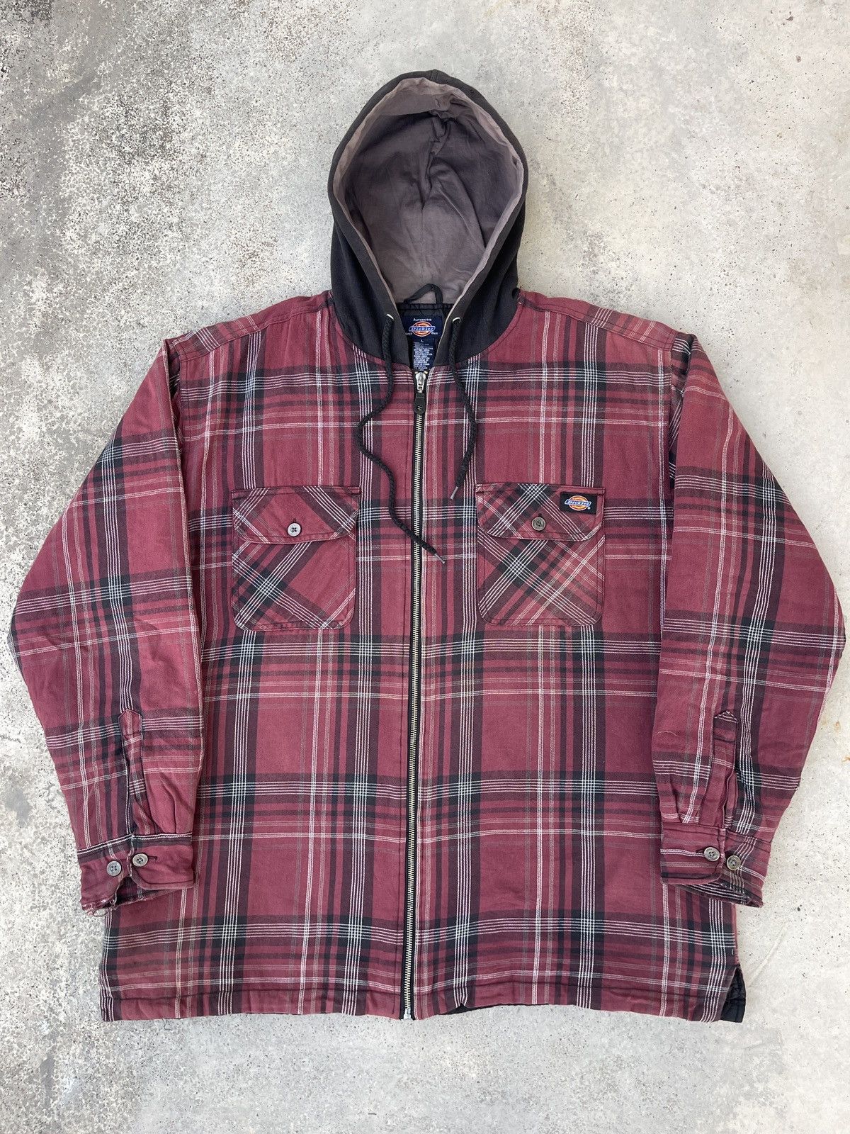 Carhartt × Dickies × Vintage Vintage Distressed Dickies Quilted Flannel Zip Up Hoodie Size US XL / EU 56 / 4 - 1 Thumbnail