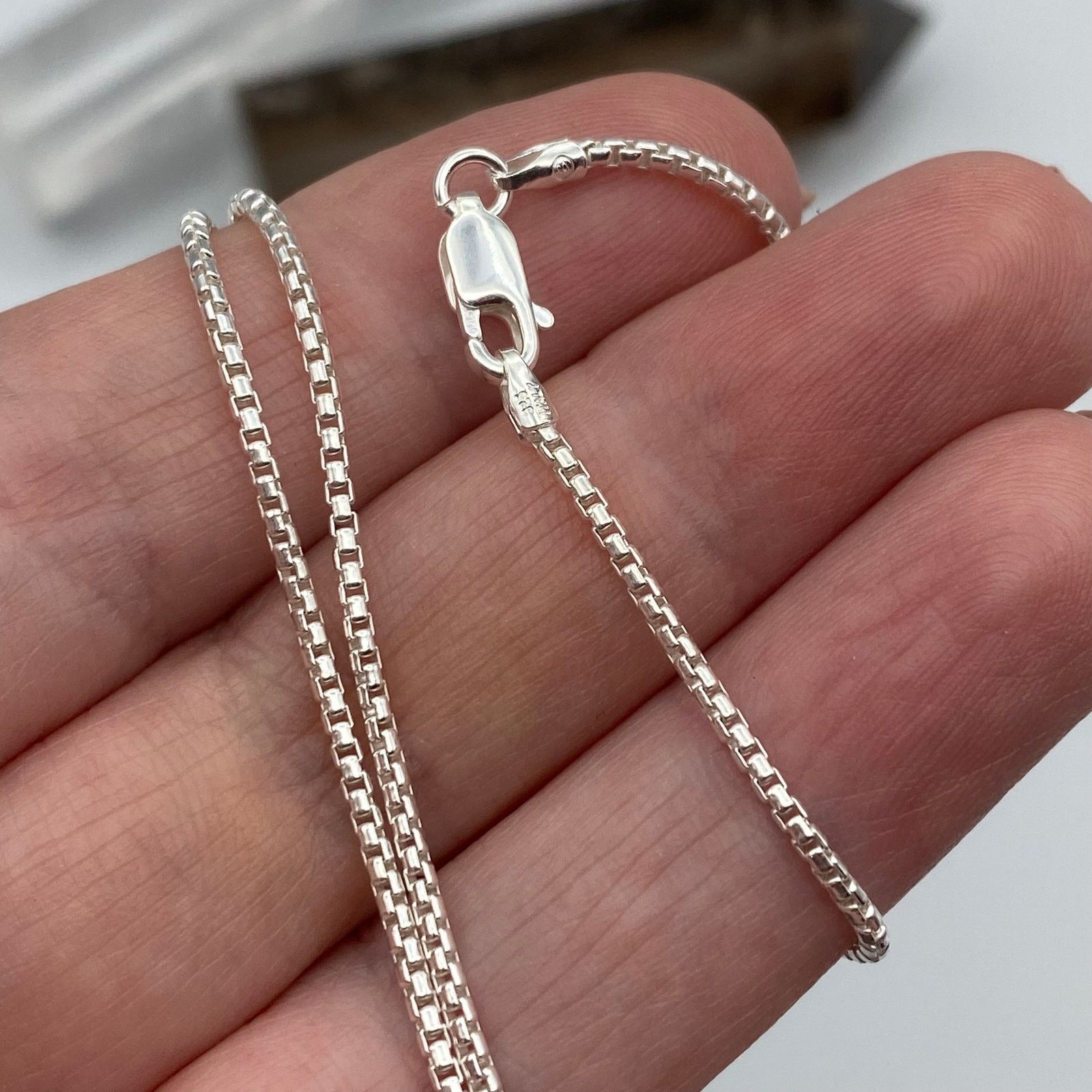 The Unbranded Brand Sterling Silver Round Italian Box Chain 16" Size ONE SIZE - 3 Thumbnail