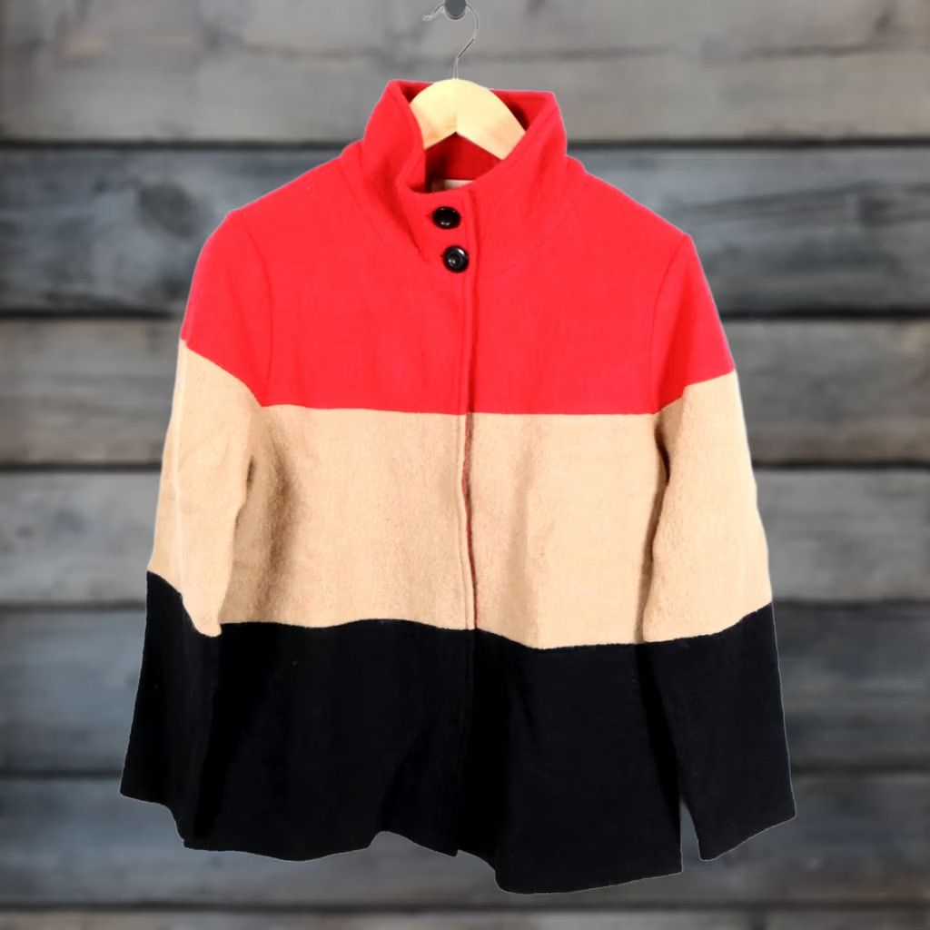 Vintage VINTAGE Appleseed's Wool Jacket Women Large Red Beige Stripe Snap Button Unlined Knit Short Sleeve? Size L / US 10 / IT 46 - 1 Thumbnail